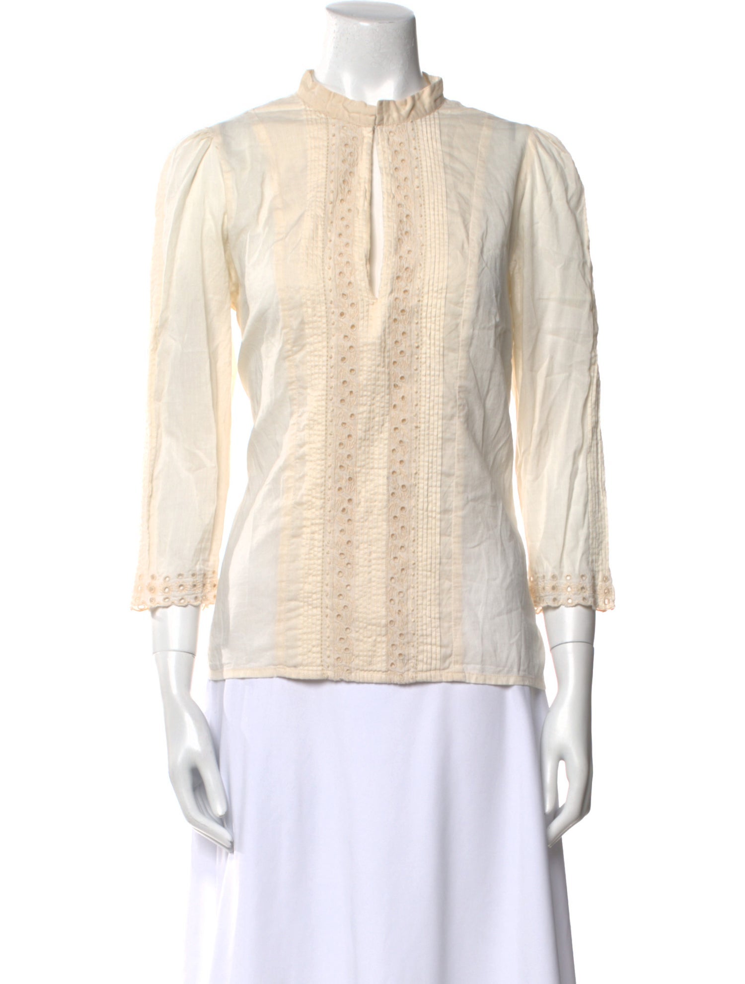 St. Roche Lace Pattern Mock Neck Top