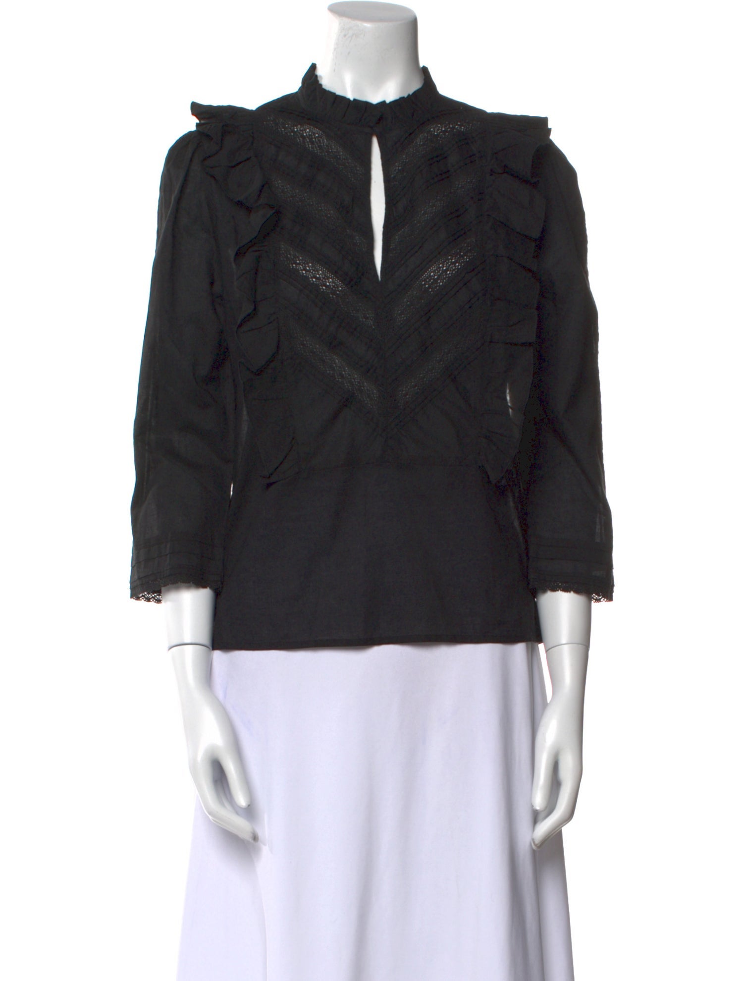 St. Roche Mock Neck Three-Quarter Sleeve Blouse