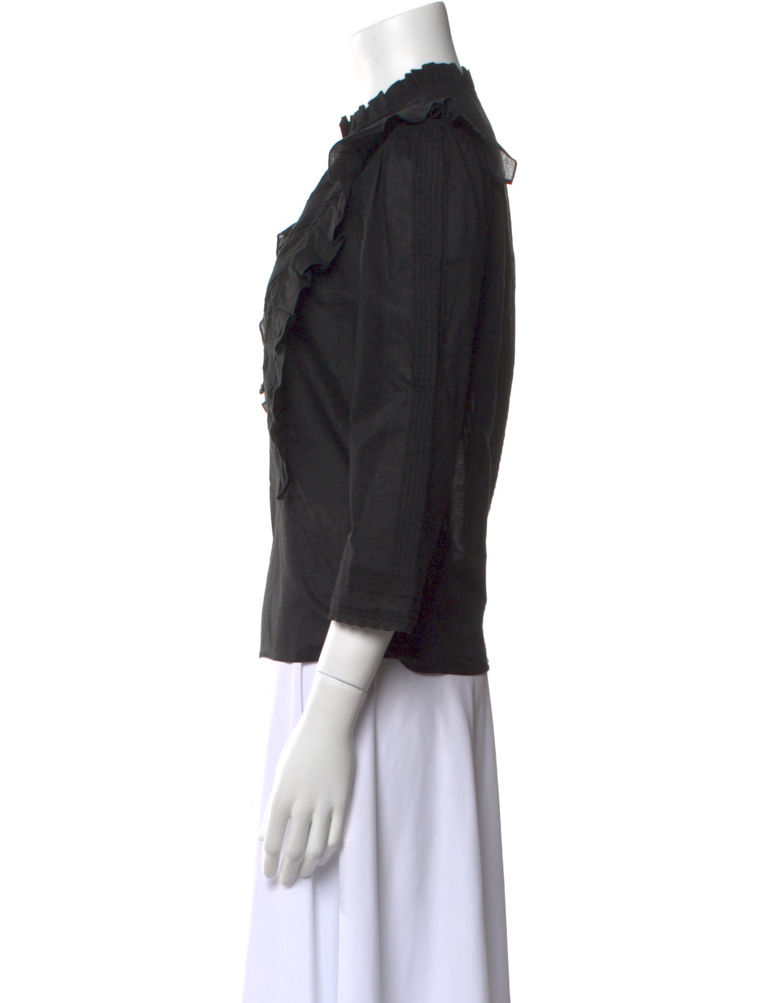 St. Roche Mock Neck Three-Quarter Sleeve Blouse