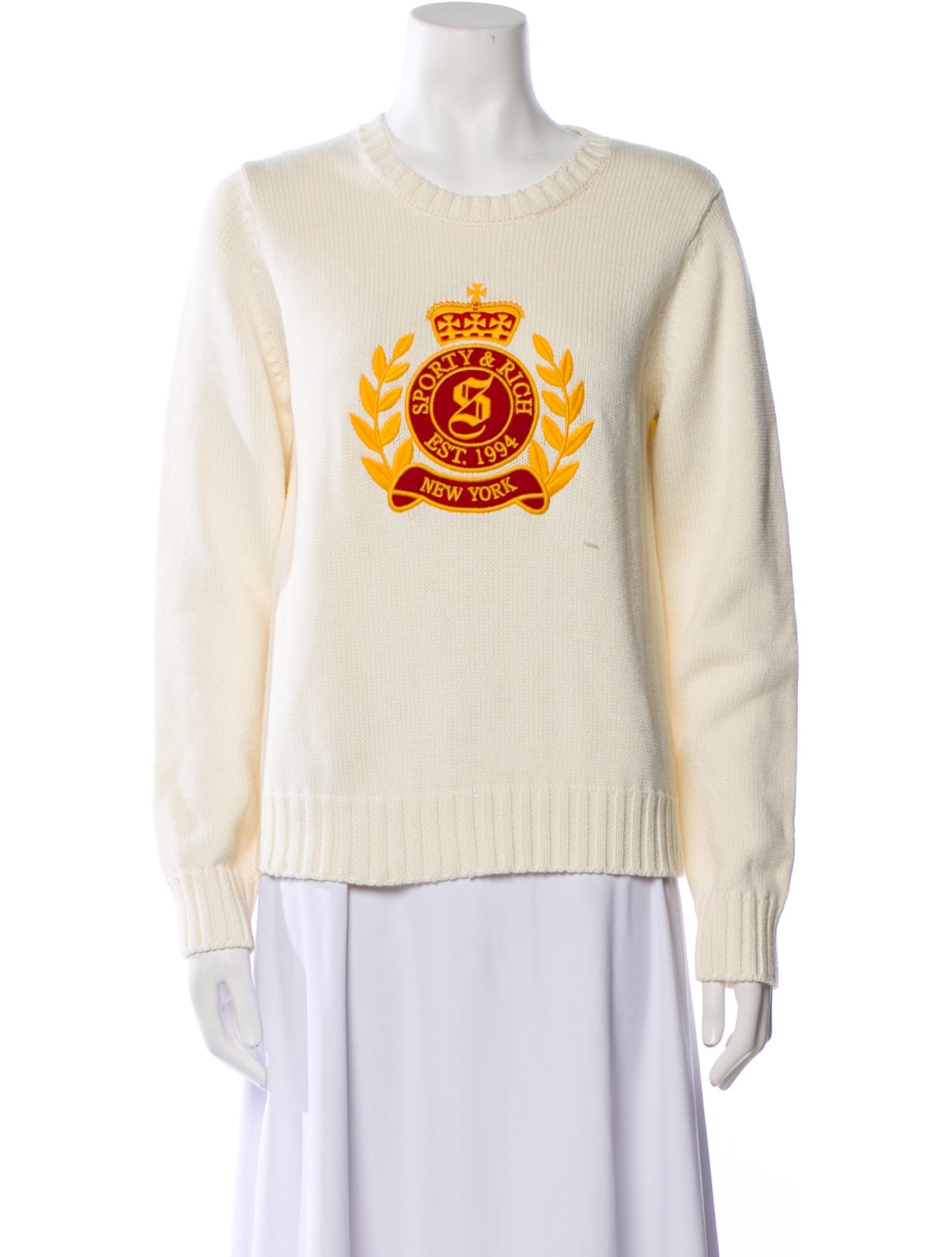 Sporty & Rich Graphic Print Crew Neck Sweater w/ Tags