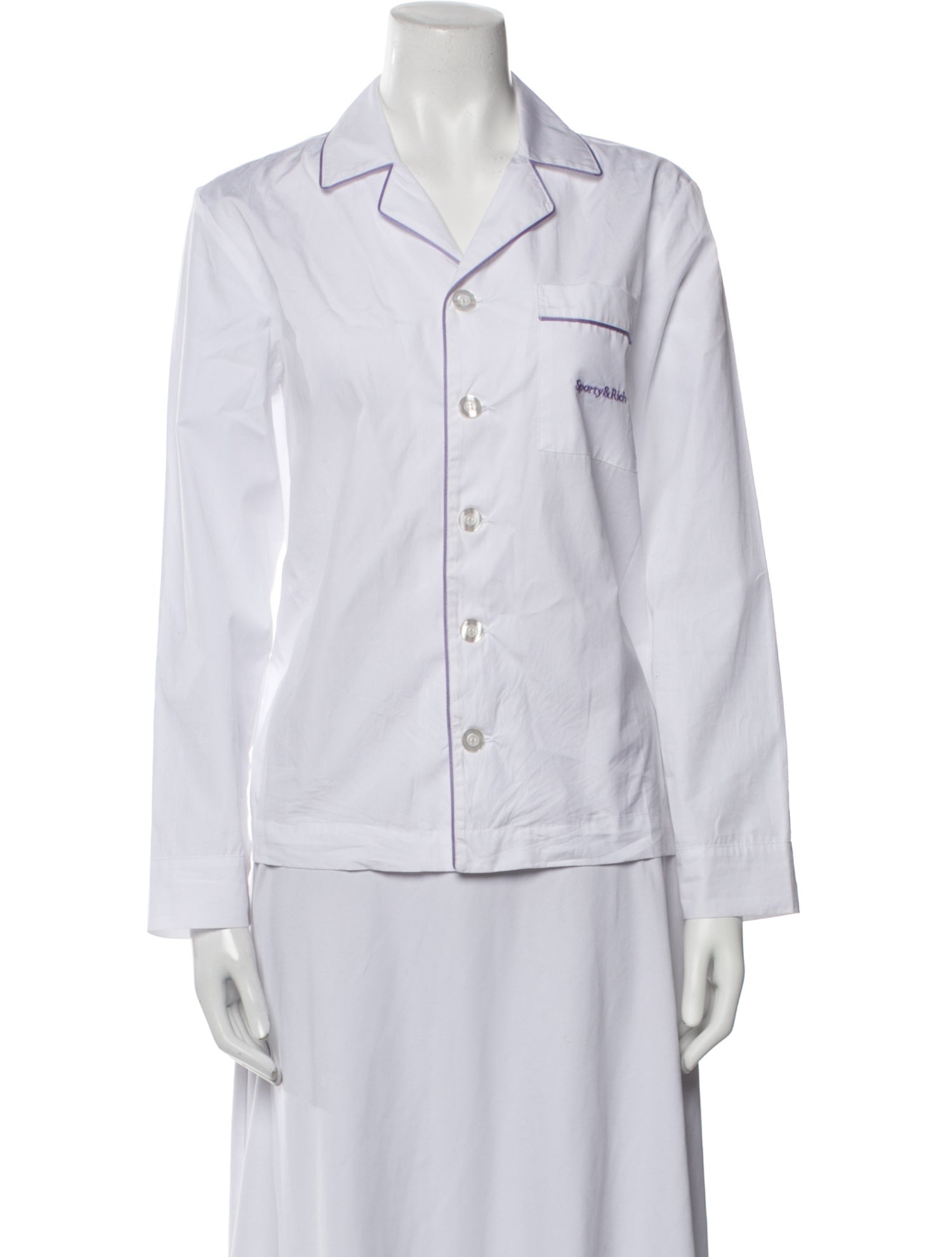 Sporty & Rich Long Sleeve Button-Up Top