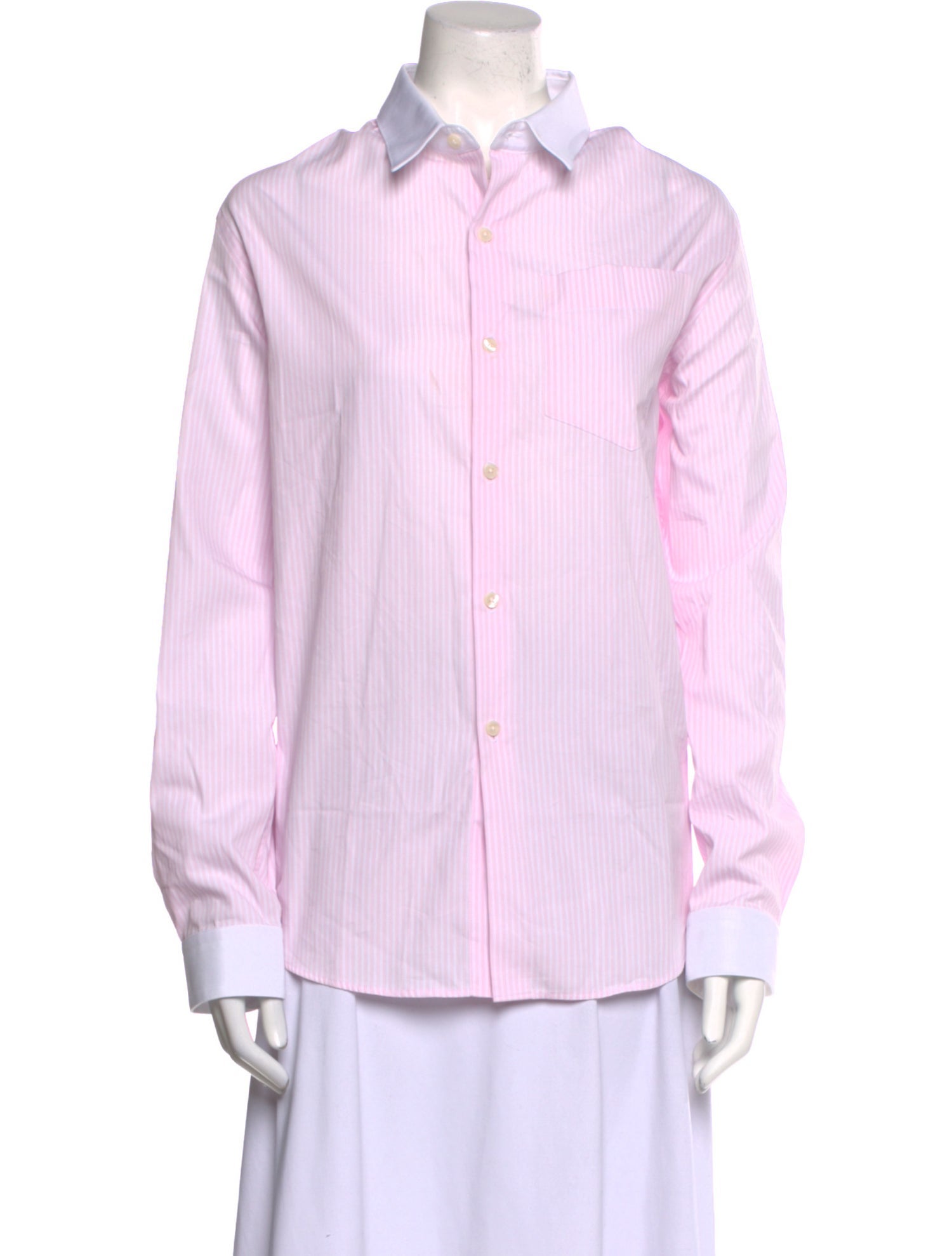 Sporty & Rich Striped Long Sleeve Button-Up Top