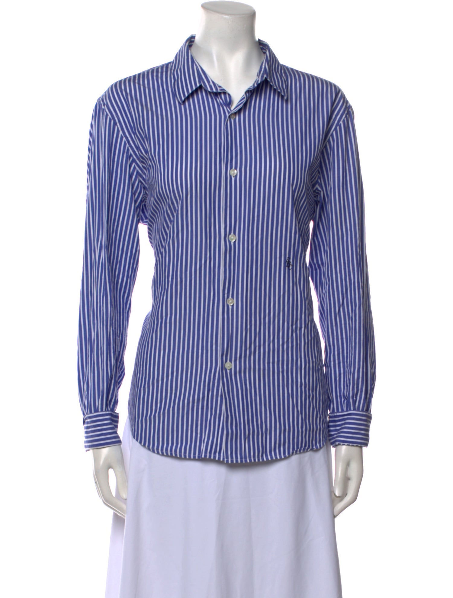 Sporty & Rich Striped Long Sleeve Button-Up Top