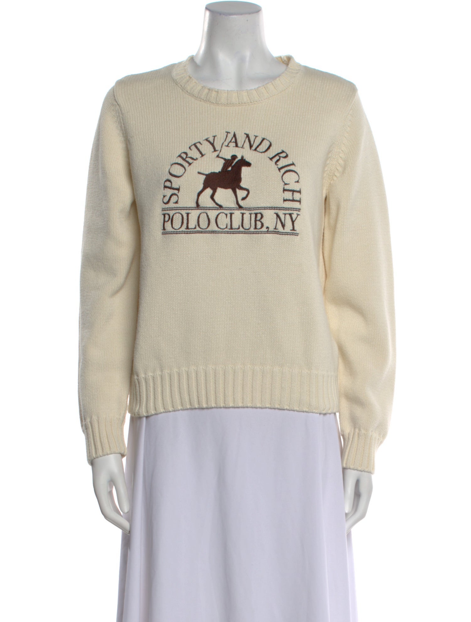 Sporty & Rich Graphic Print Scoop Neck Sweater