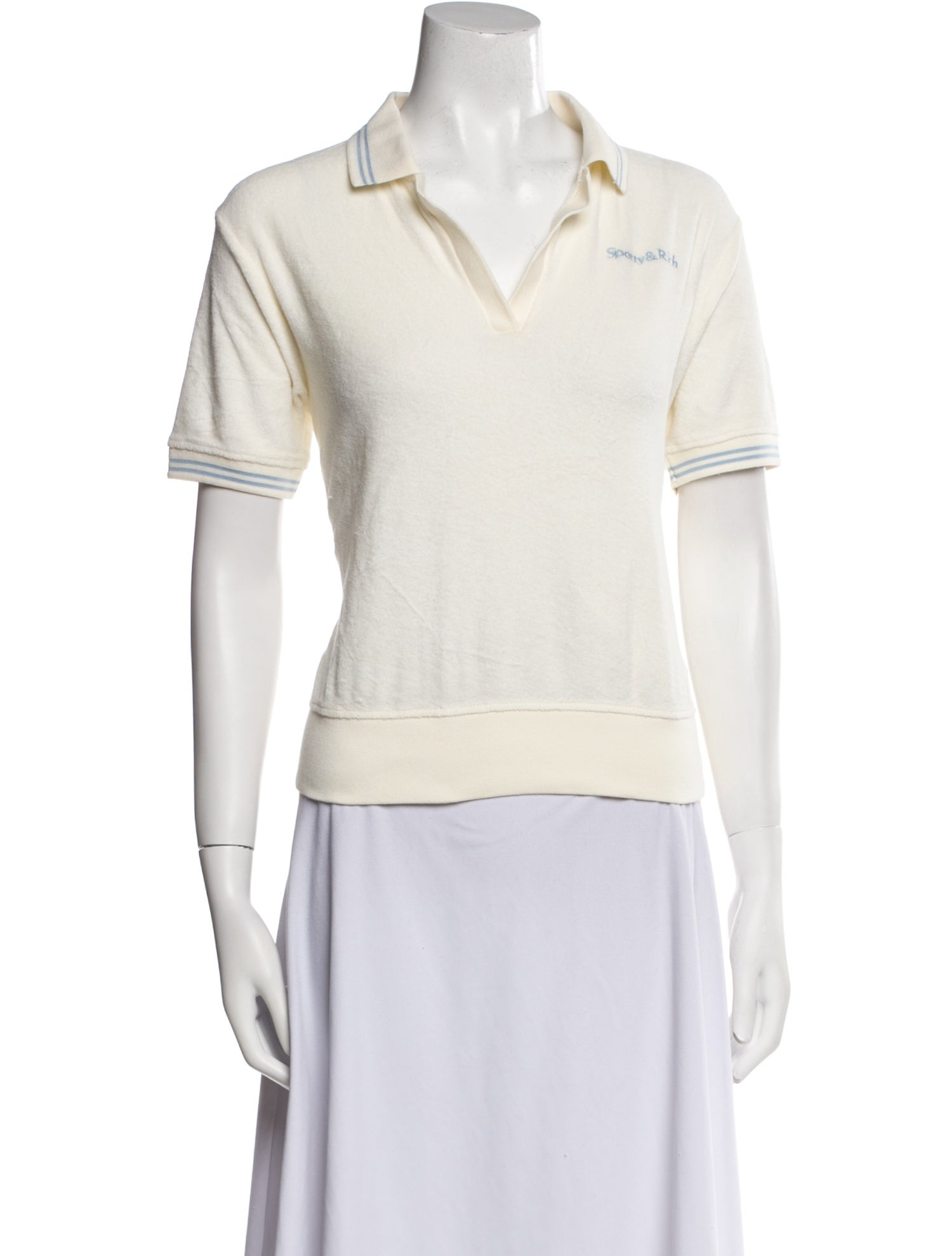 Sporty & Rich V-Neck Short Sleeve Polo