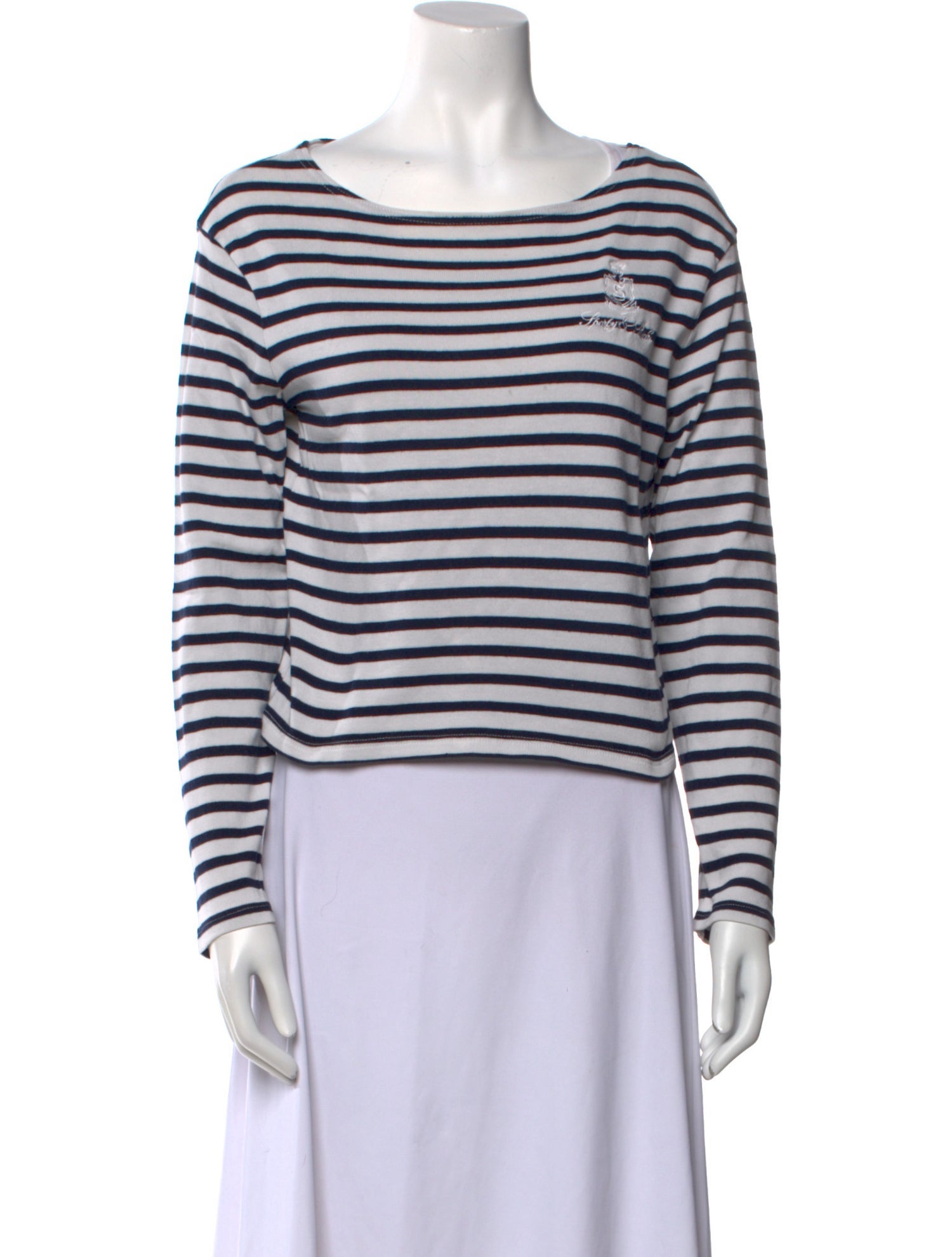 Sporty & Rich Striped Bateau Neckline Top