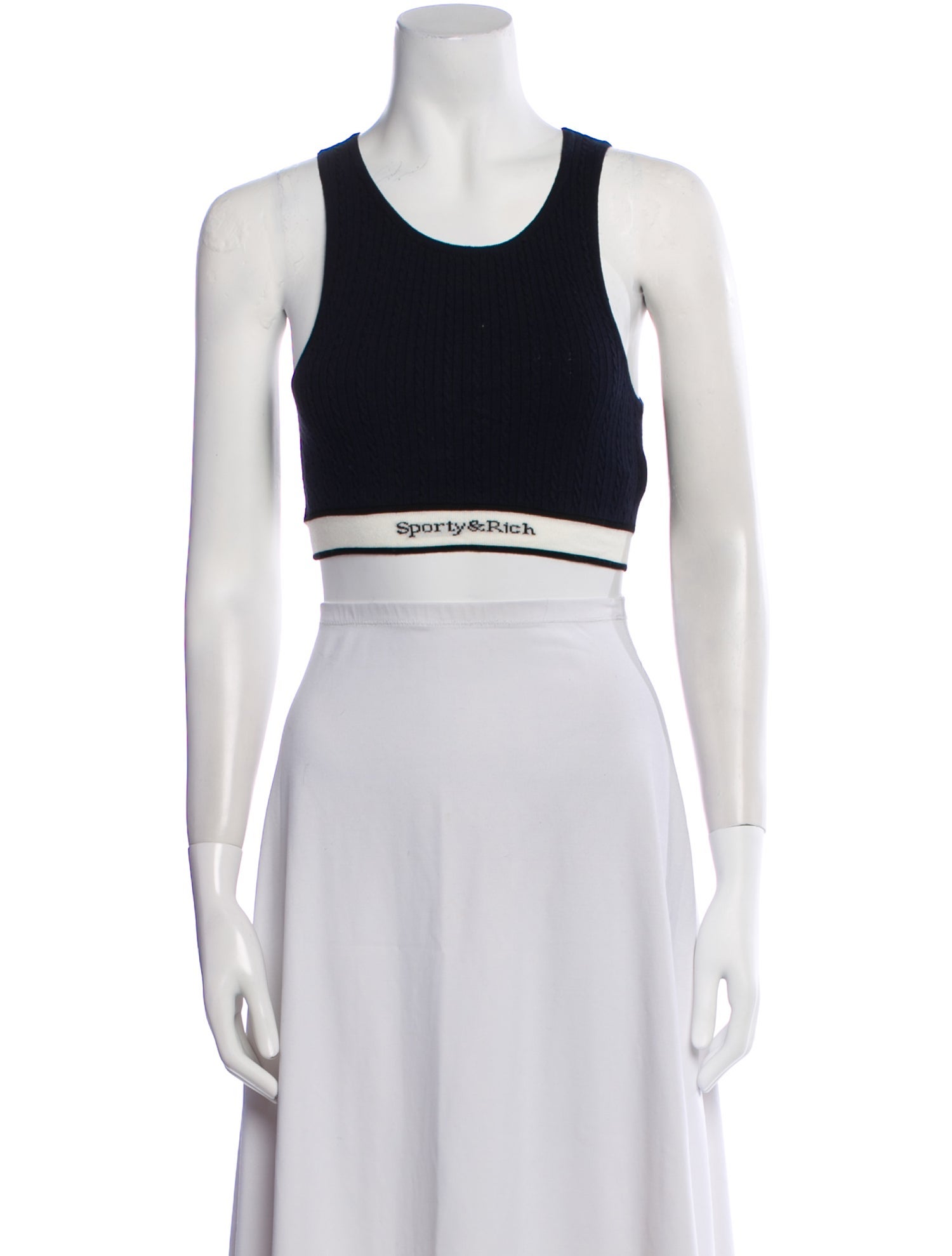 Sporty & Rich Scoop Neck Sleeveless Crop Top