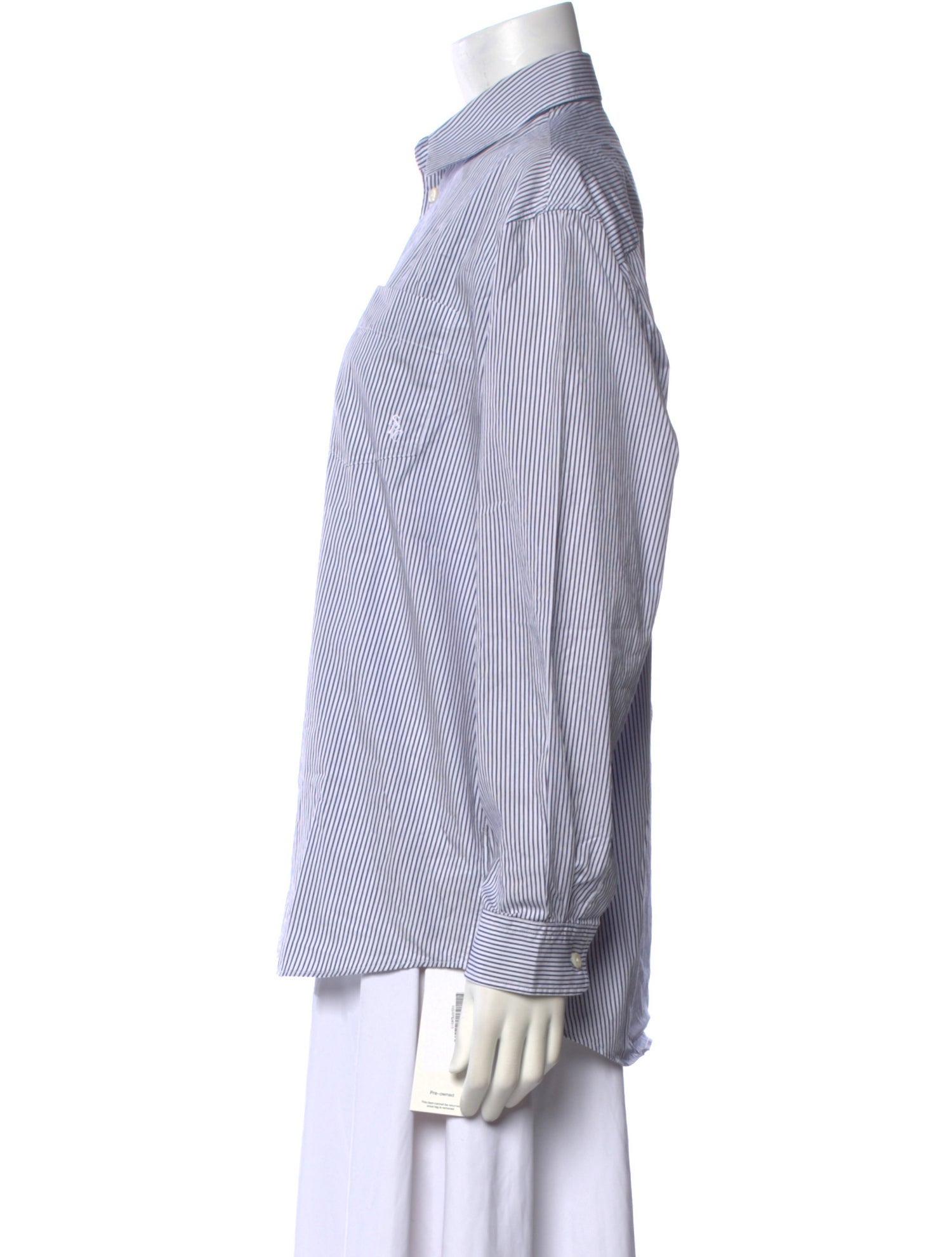 Sporty & Rich Striped Long Sleeve Button-Up Top