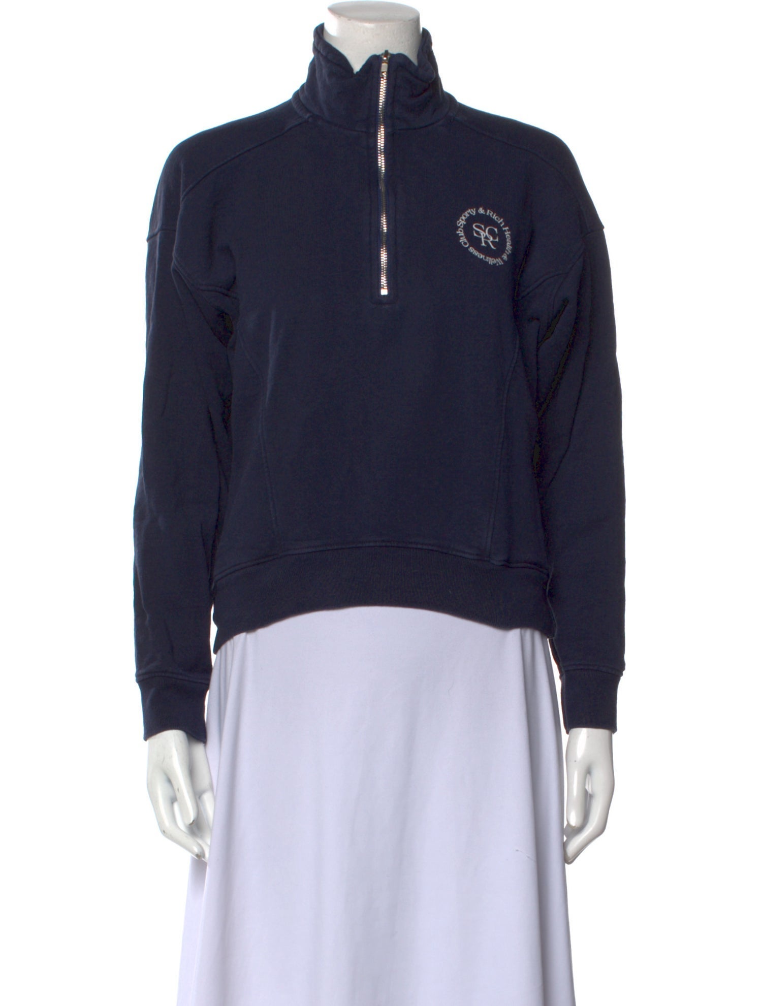 Sporty & Rich Mock Neck Long Sleeve Sweatshirt