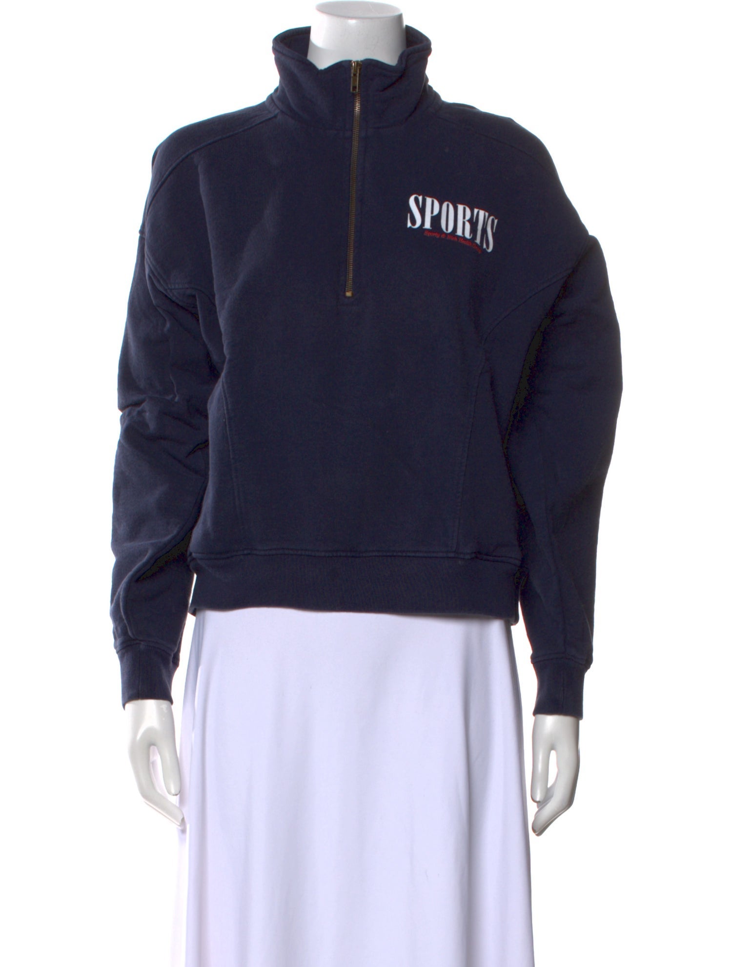 Sporty & Rich Graphic Print Mock Neck Sweatshirt