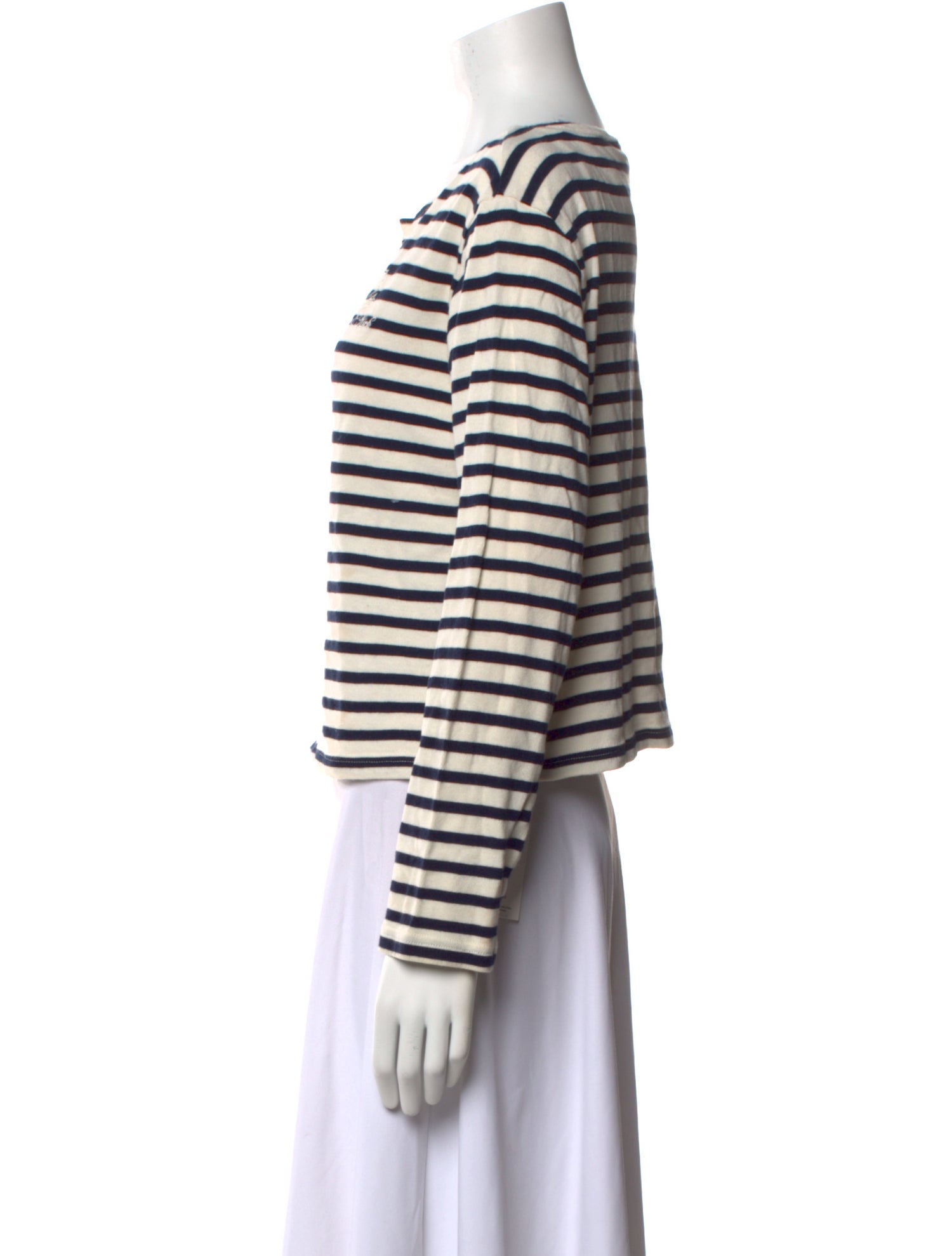 Sporty & Rich Striped Bateau Neckline Top