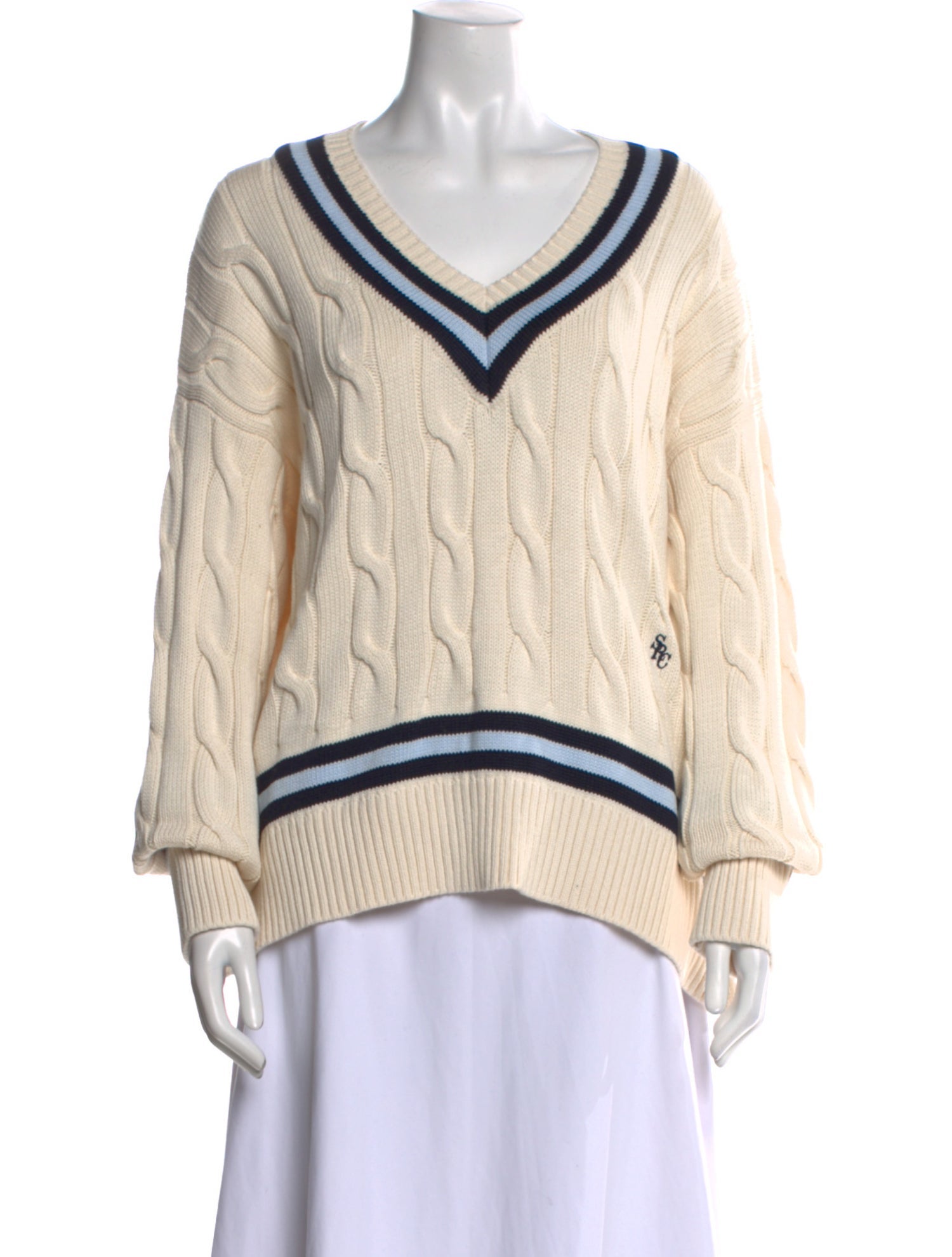 Sporty & Rich Striped V-Neck Sweater