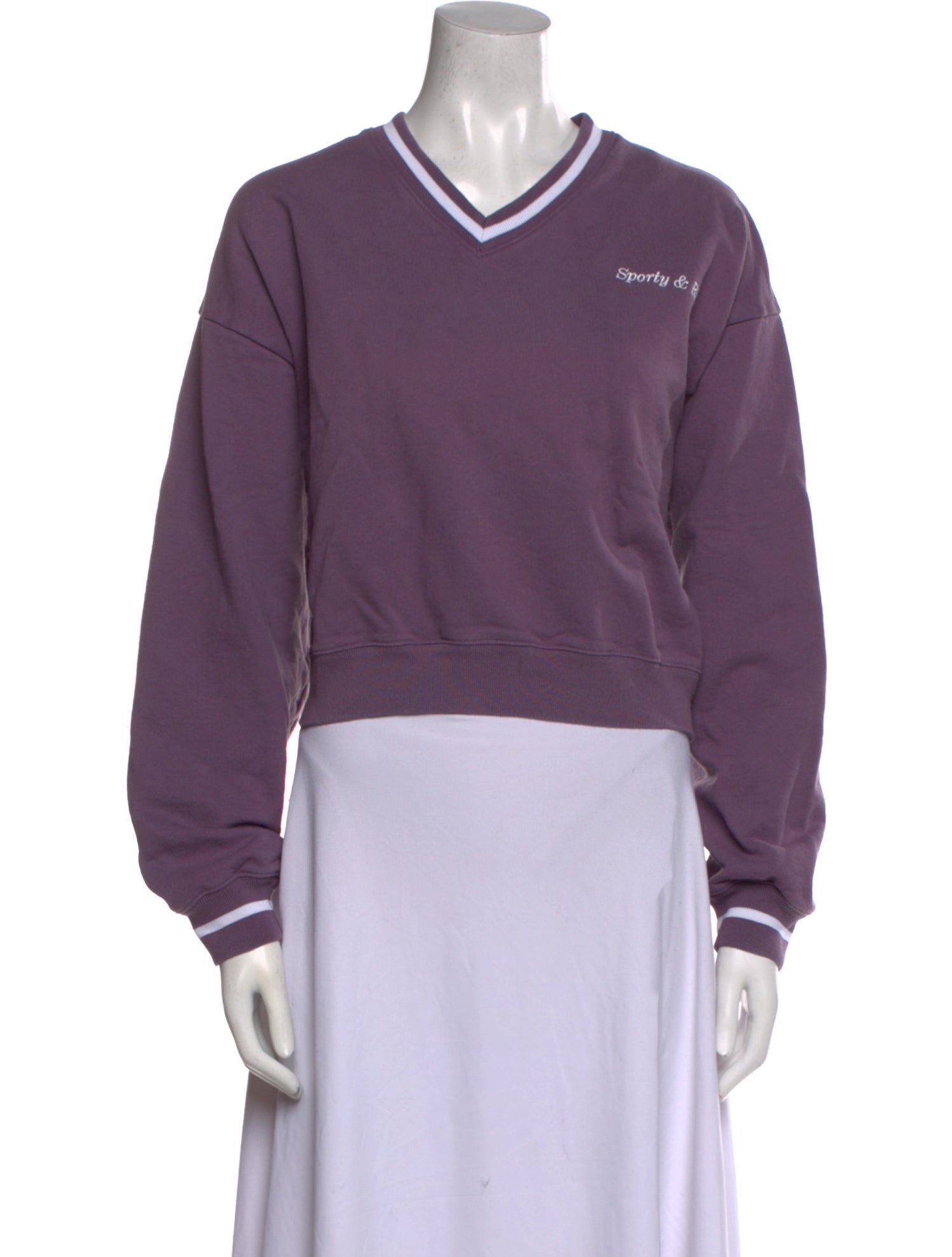 Sporty & Rich V-Neck Long Sleeve Sweatshirt