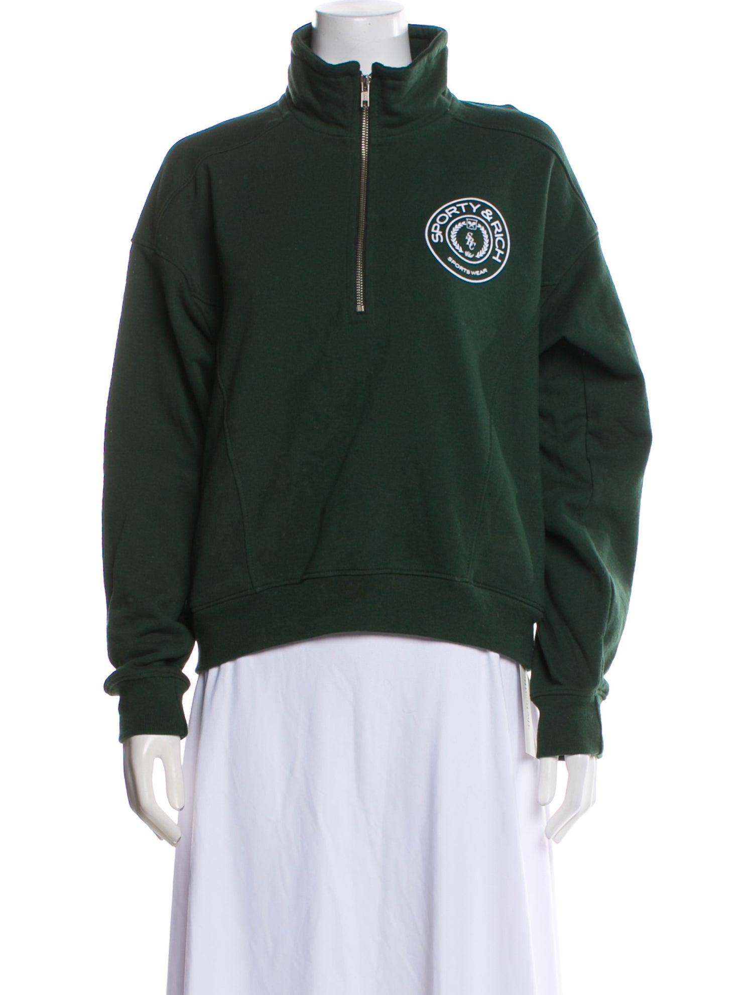 Sporty & Rich Graphic Print Mock Neck Sweatshirt