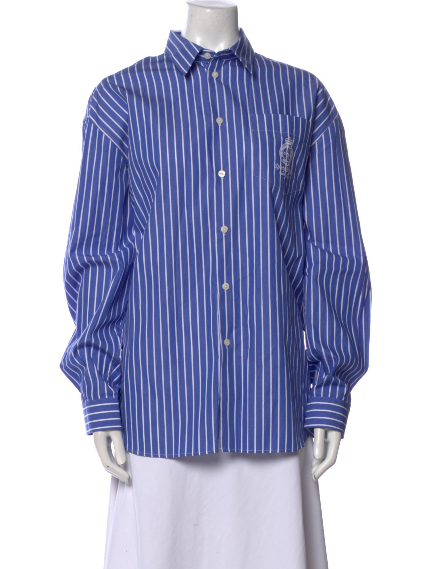 Sporty & Rich Striped Long Sleeve Button-Up Top