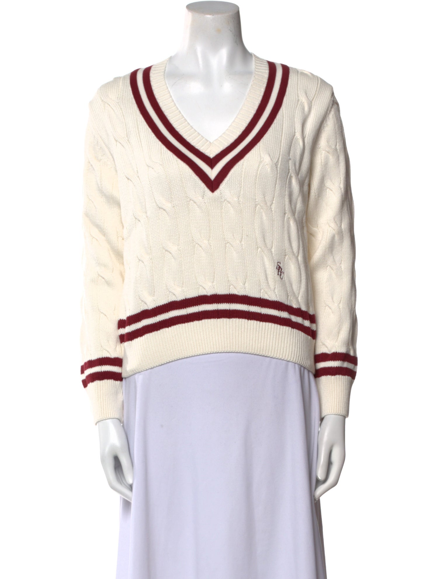 Sporty & Rich Striped V-Neck Sweatshirt w/ Tags