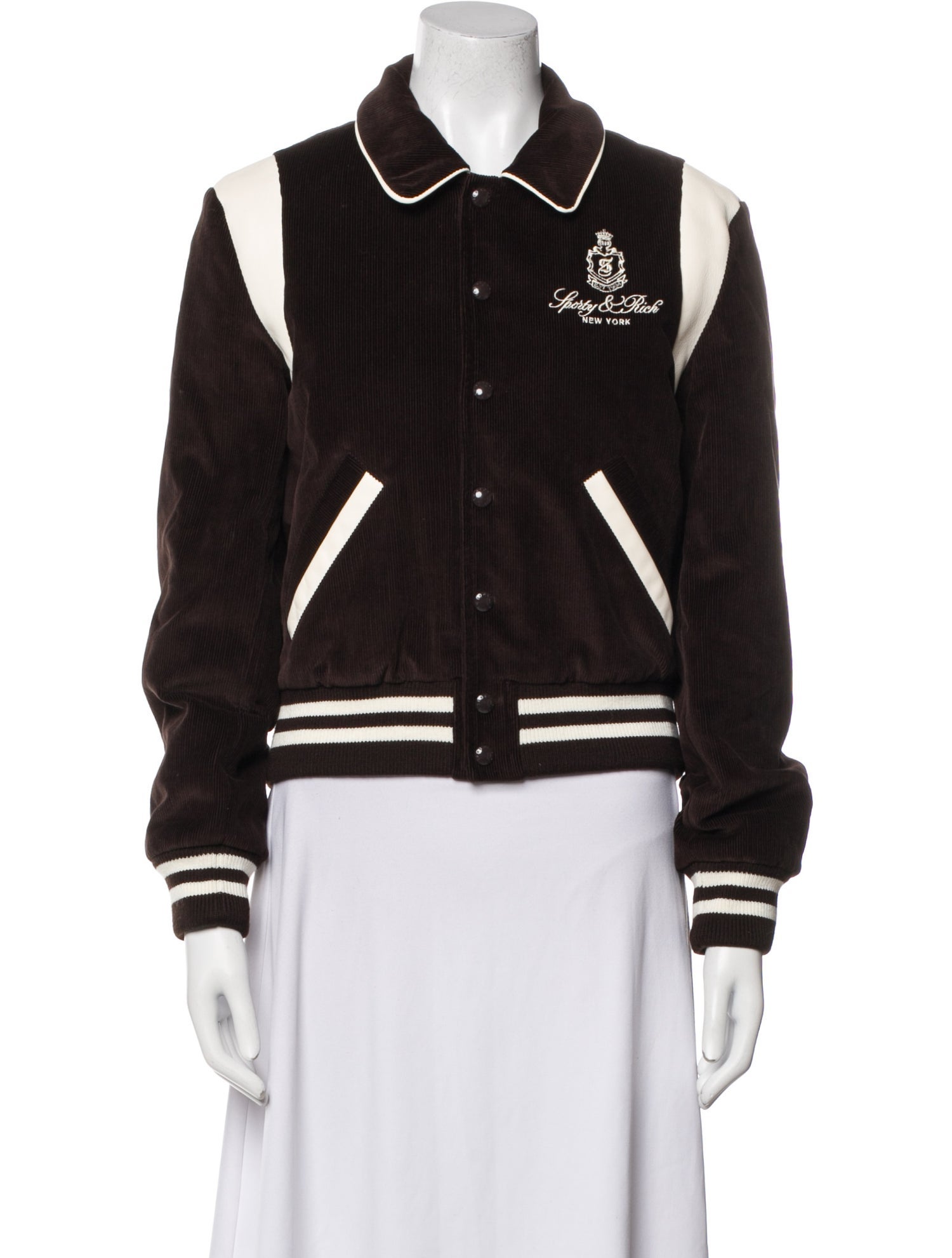 Sporty & Rich Striped Bomber Jacket