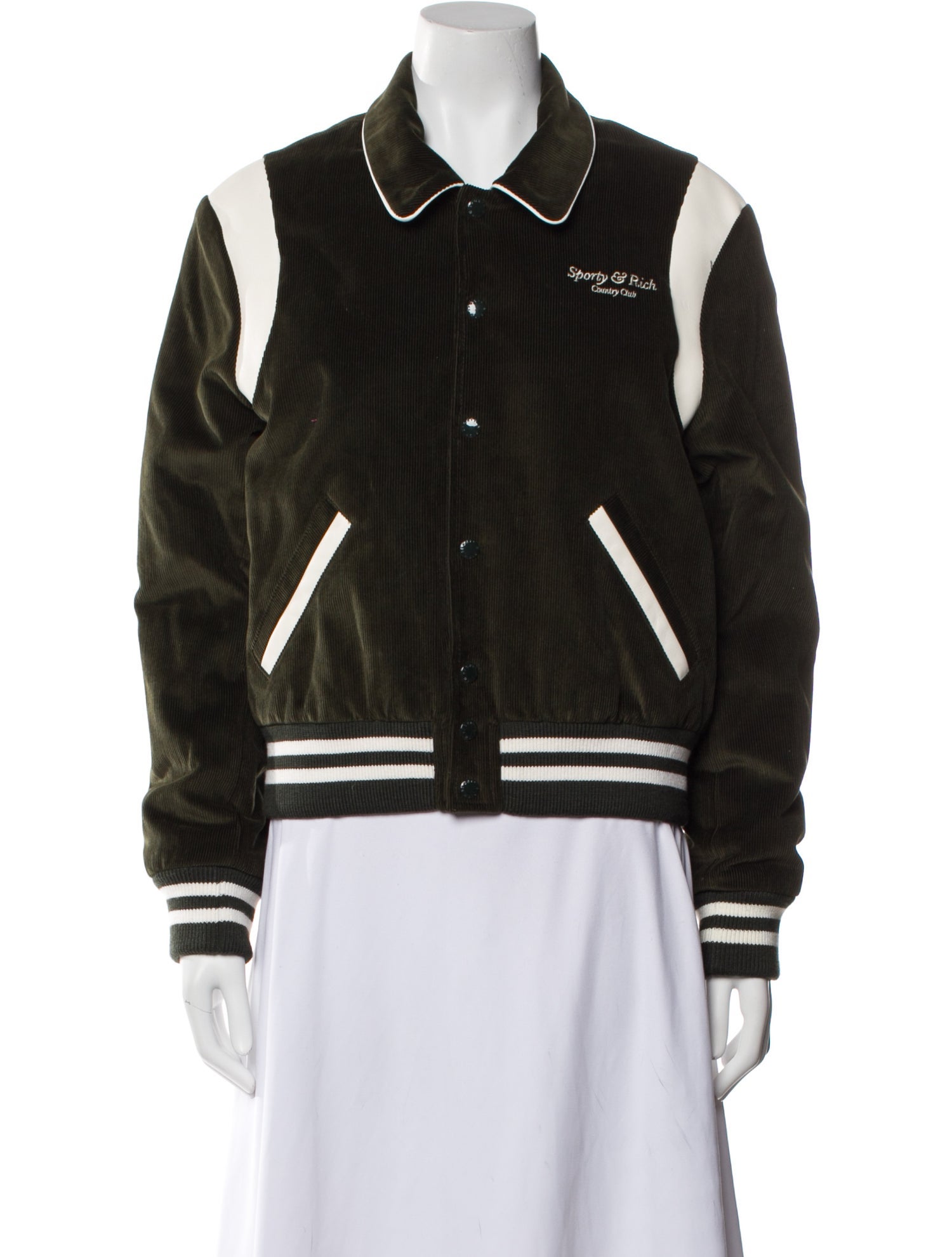 Sporty & Rich Colorblock Pattern Bomber Jacket w/ Tags