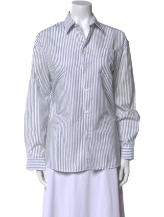 Sporty & Rich Striped Long Sleeve Button-Up Top