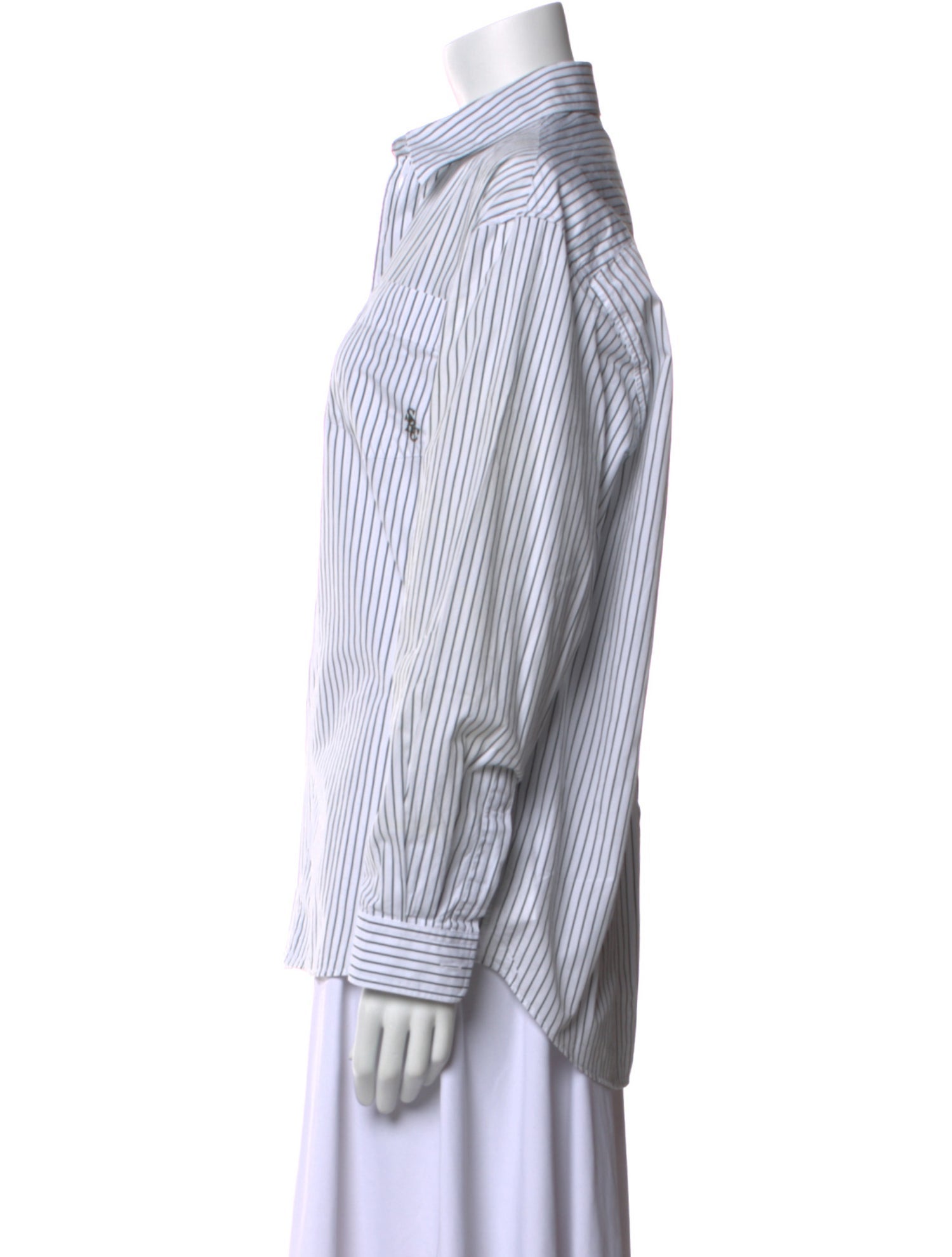 Sporty & Rich Striped Long Sleeve Button-Up Top