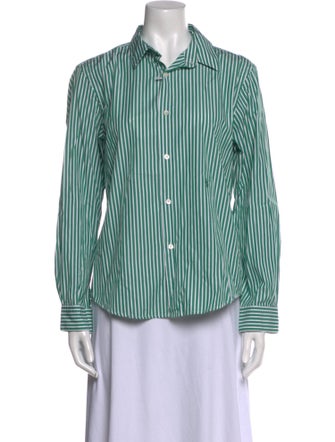 Sporty & Rich Striped Long Sleeve Button-Up Top