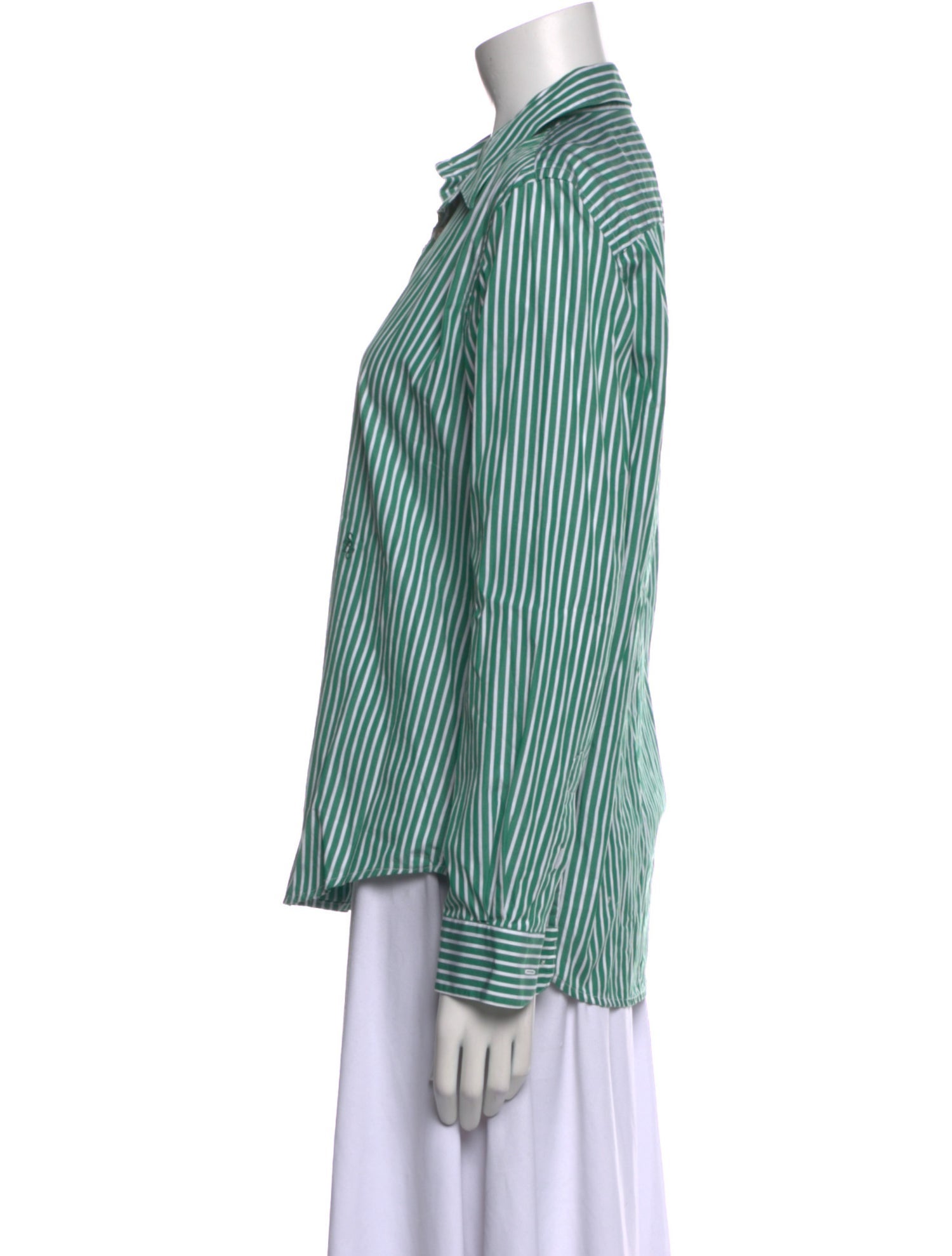 Sporty & Rich Striped Long Sleeve Button-Up Top