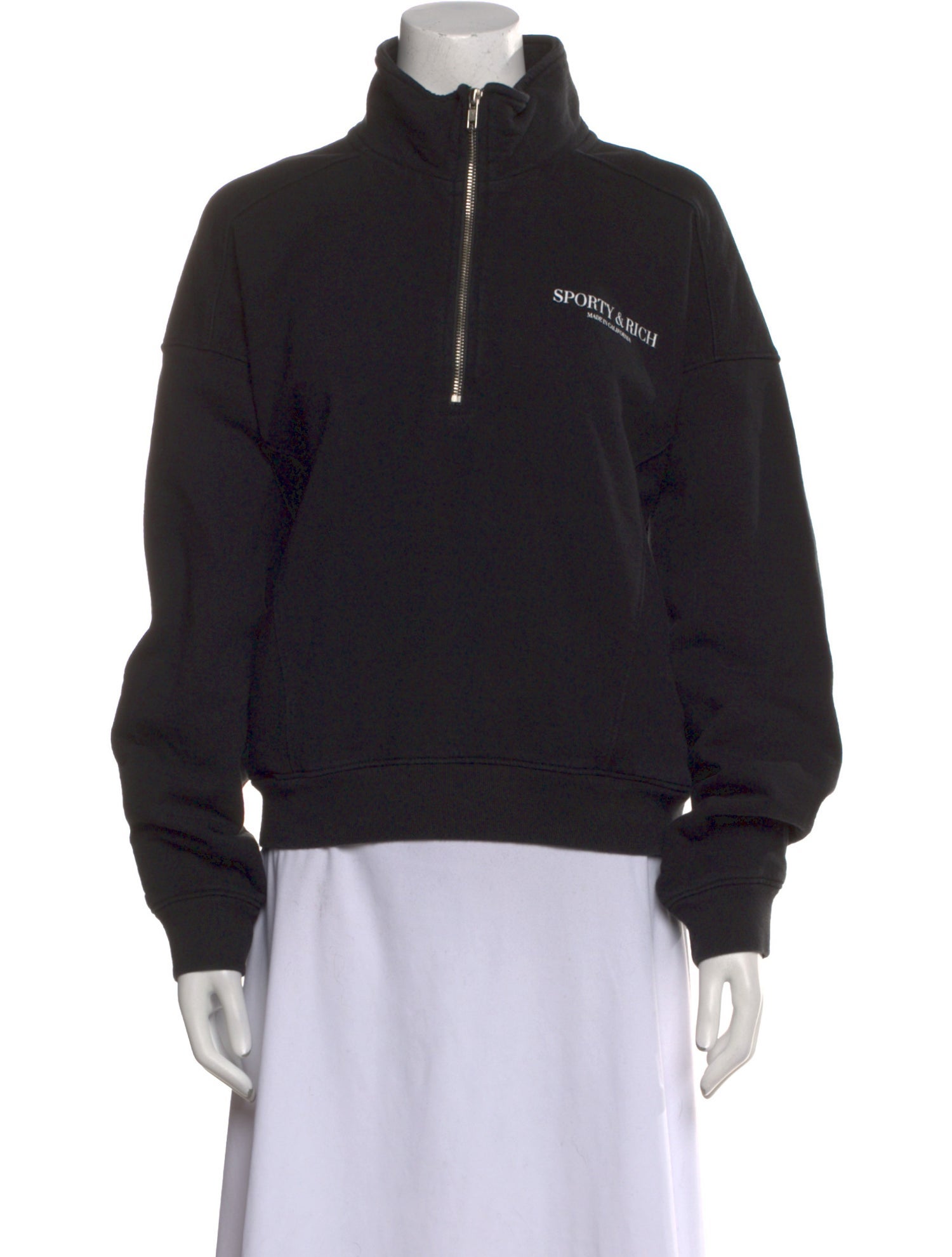 Sporty & Rich Graphic Print Mock Neck Sweatshirt