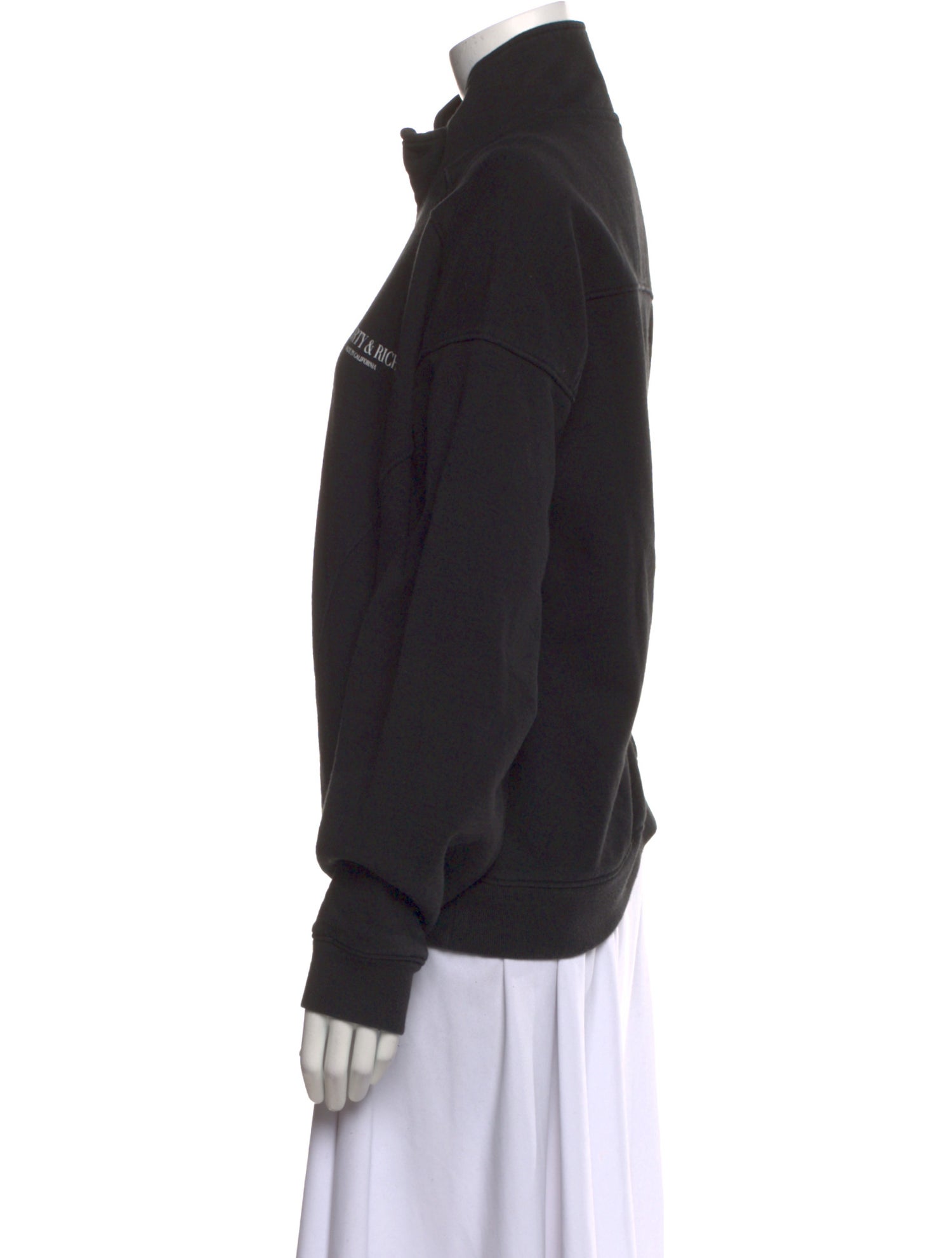 Sporty & Rich Graphic Print Mock Neck Sweatshirt