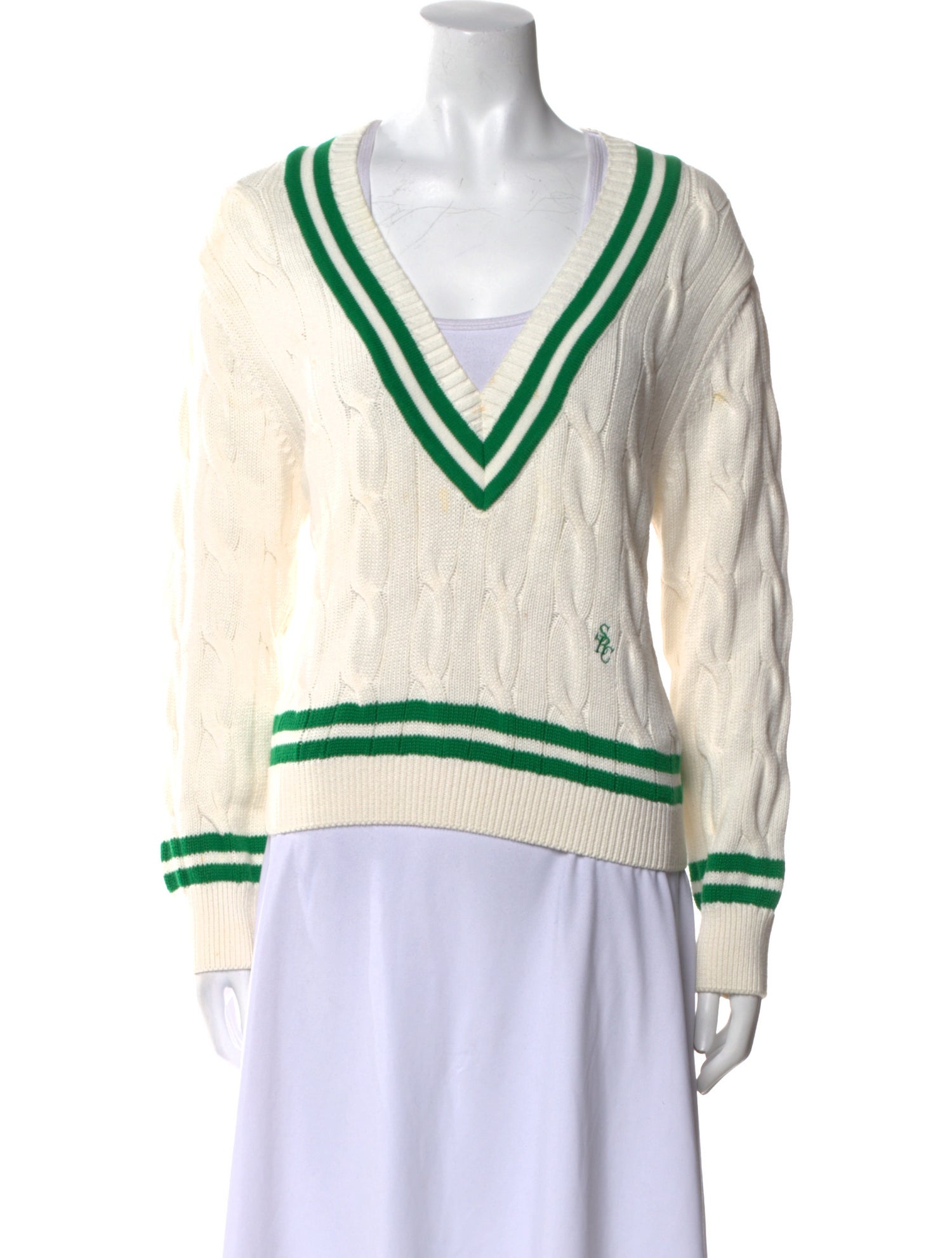 Sporty & Rich Striped V-Neck Sweater