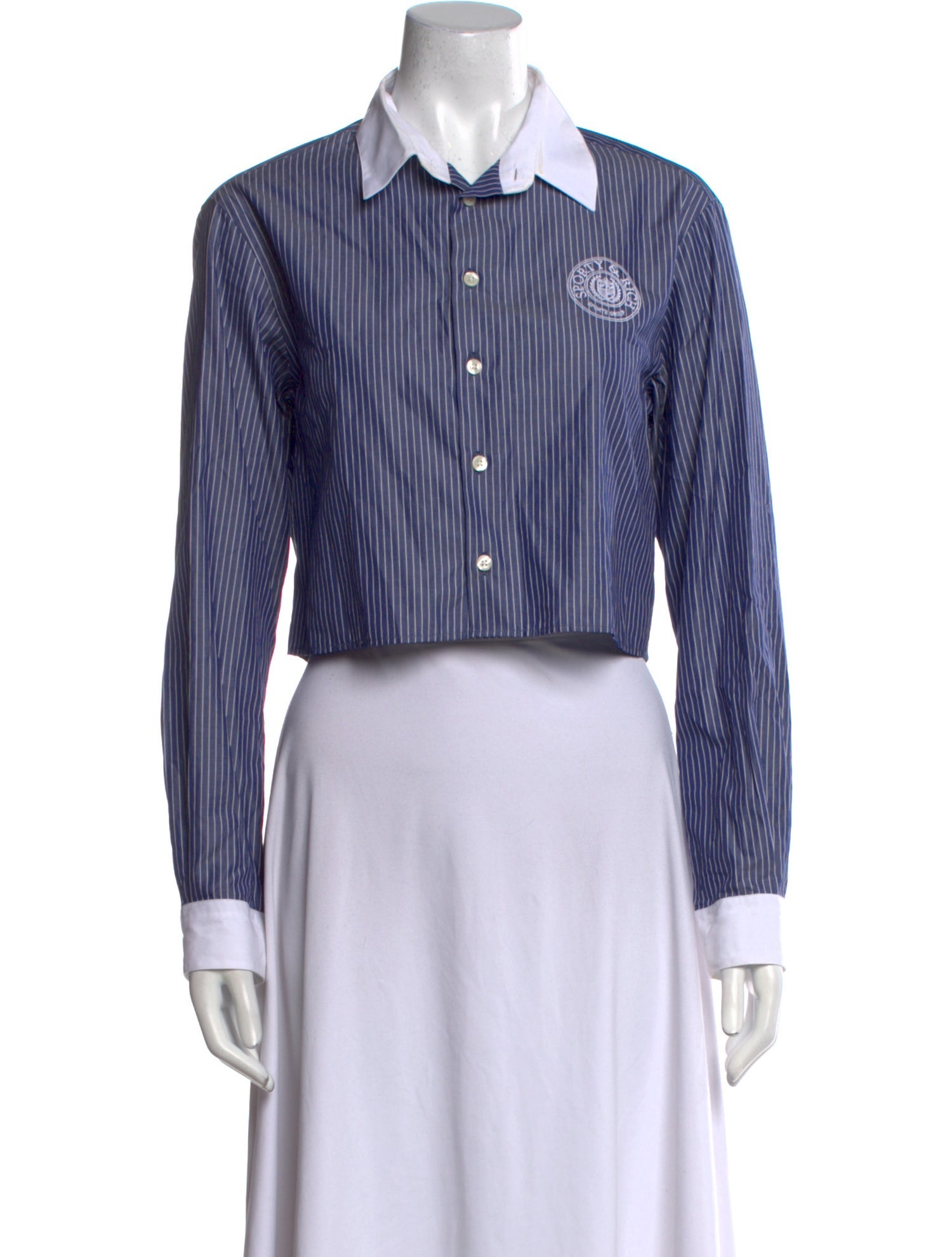 Sporty & Rich Striped Long Sleeve Button-Up Top