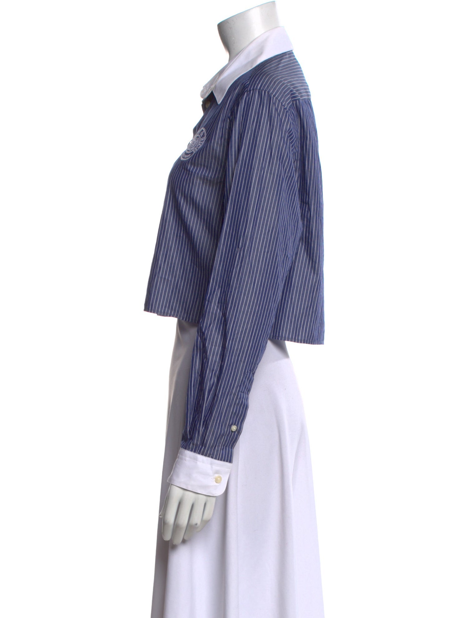 Sporty & Rich Striped Long Sleeve Button-Up Top