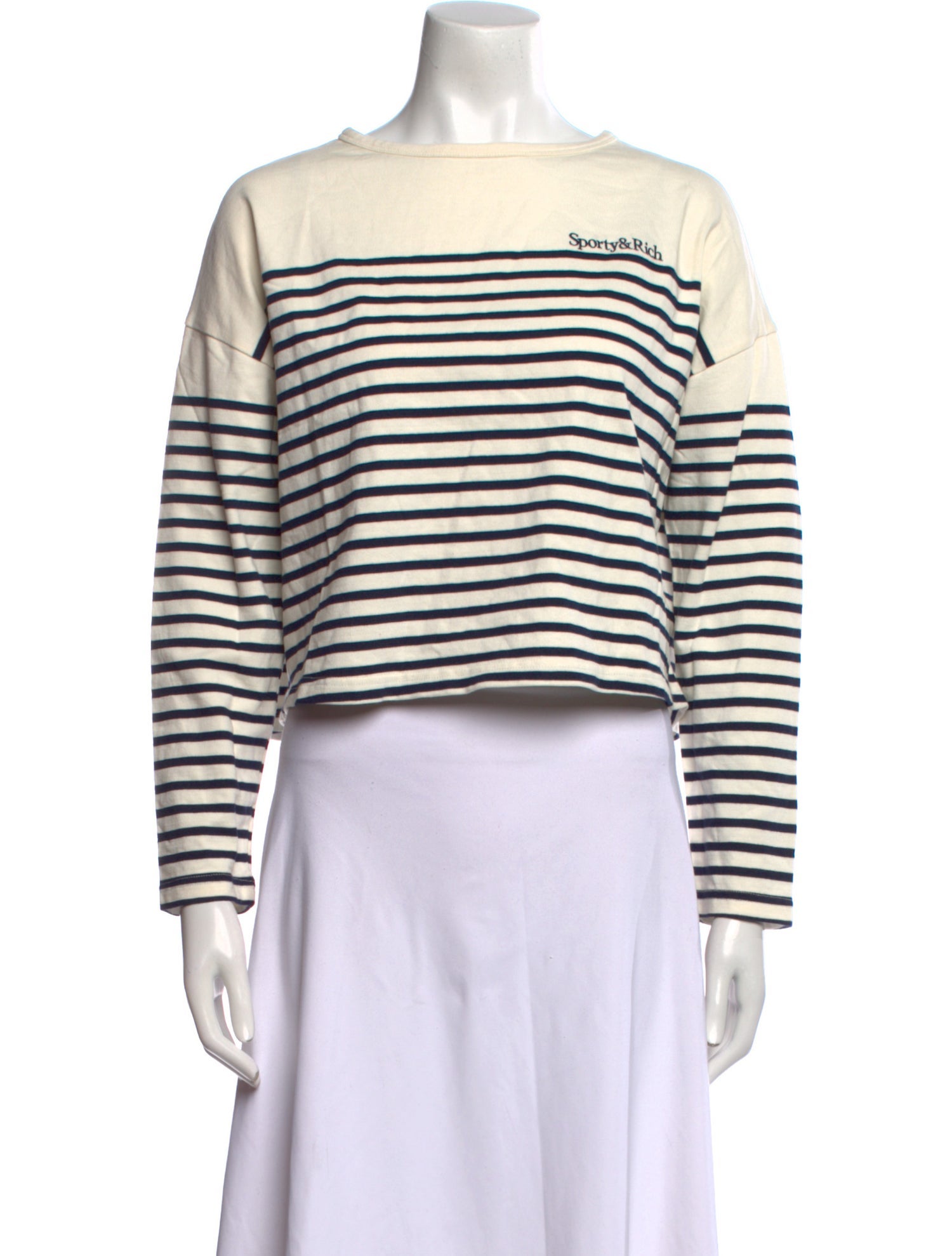 Sporty & Rich Striped Bateau Neckline Sweater
