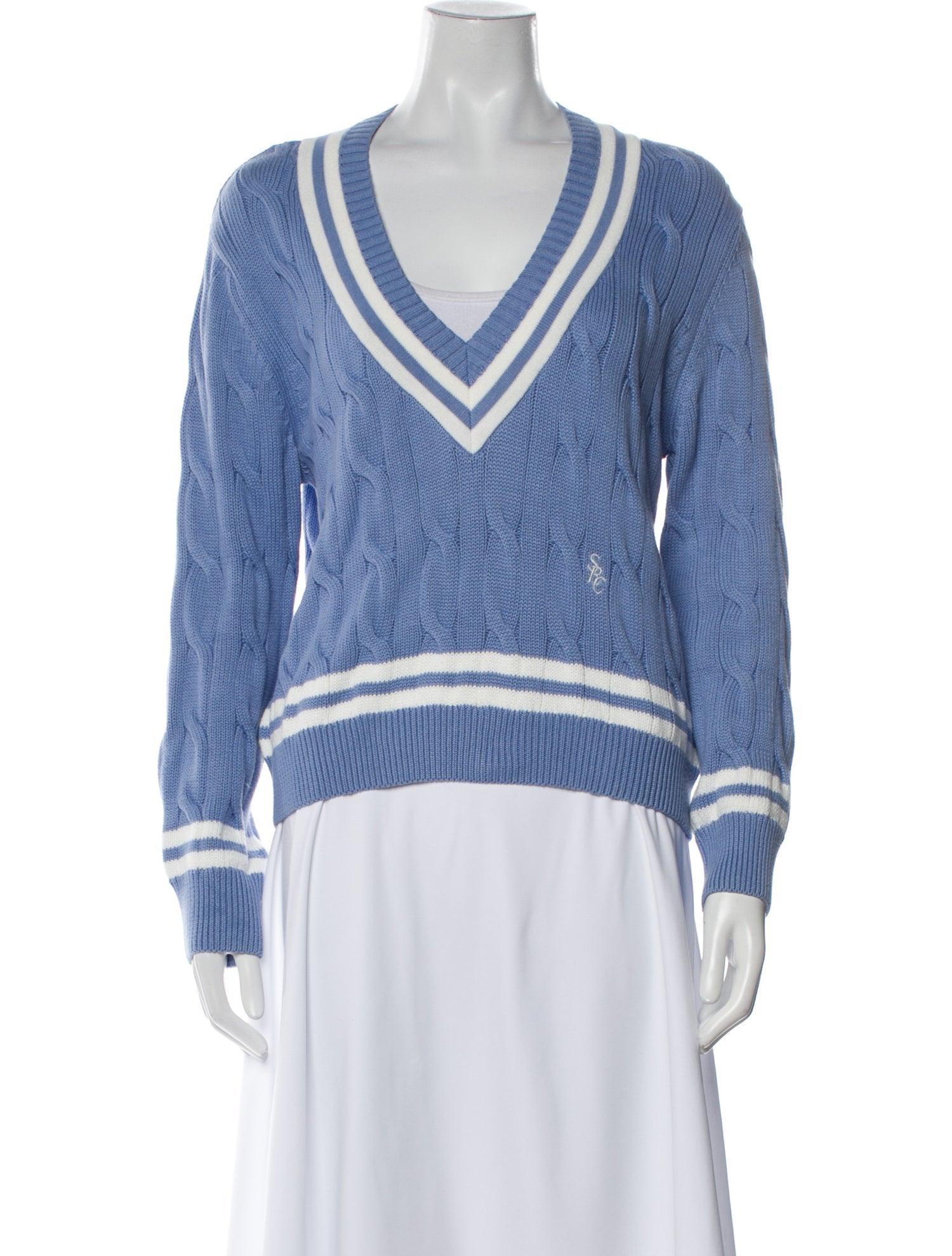 Sporty & Rich Striped V-Neck Sweater