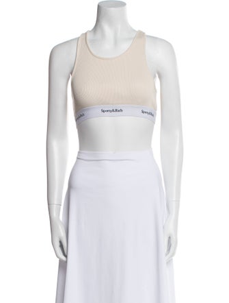 Sporty & Rich Graphic Print Scoop Neck Crop Top