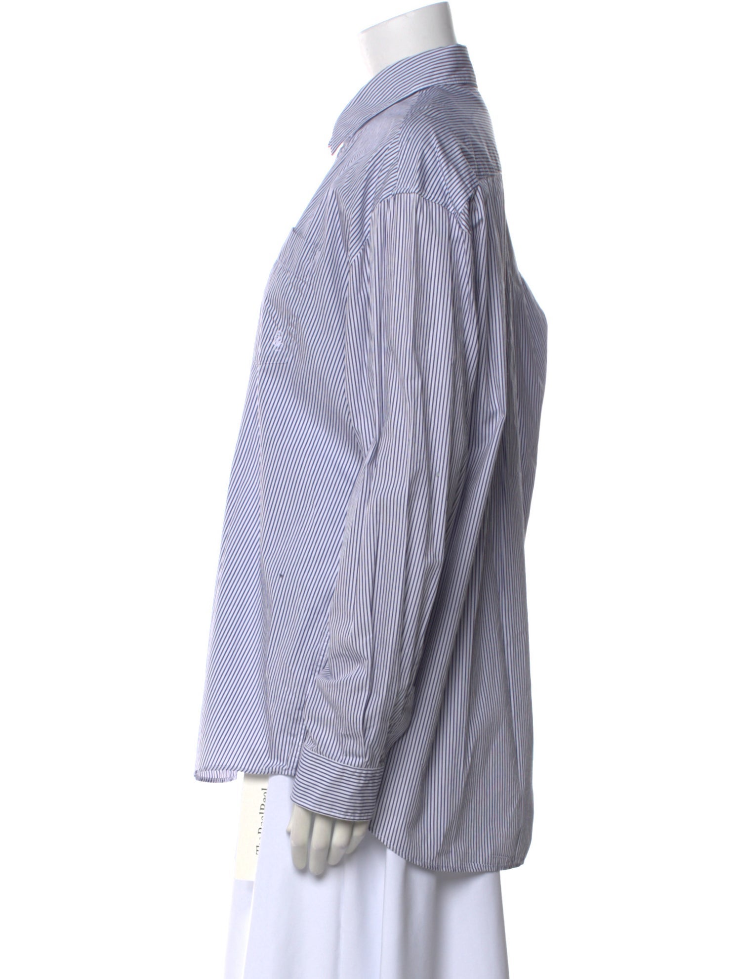 Sporty & Rich Striped Long Sleeve Button-Up Top