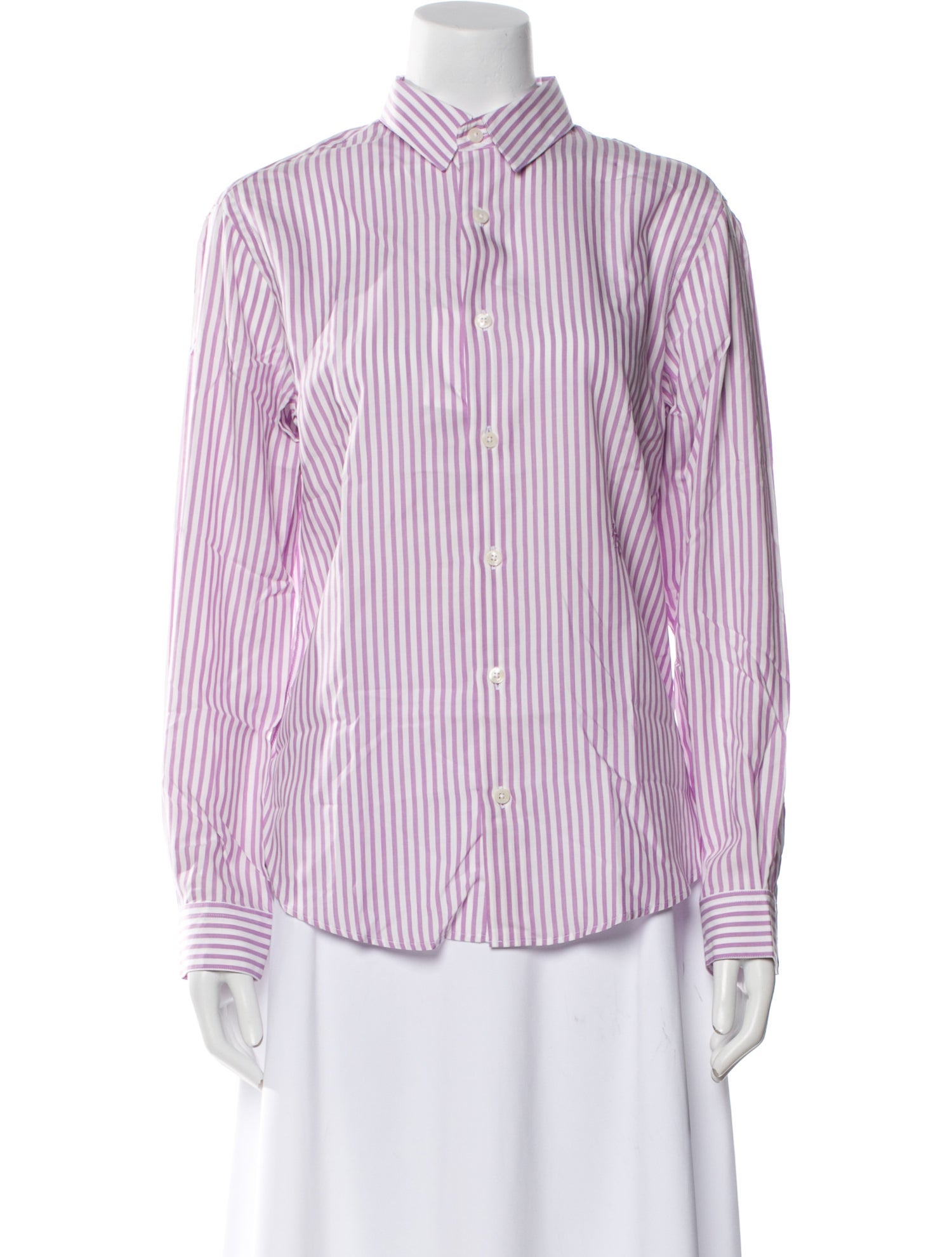 Sporty & Rich Striped Mock Neck Button-Up Top w/ Tags
