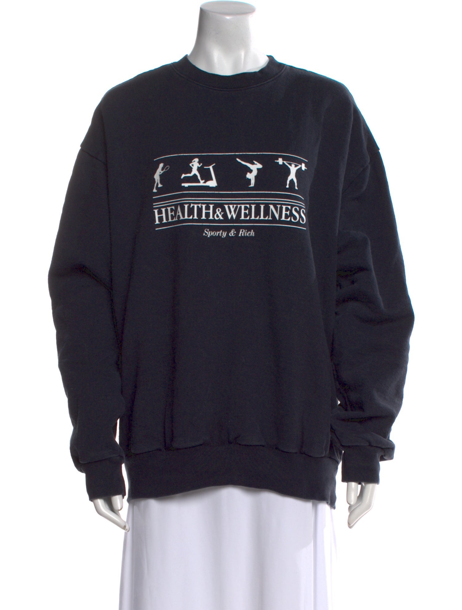 Sporty & Rich Graphic Print Crew Neck Sweater