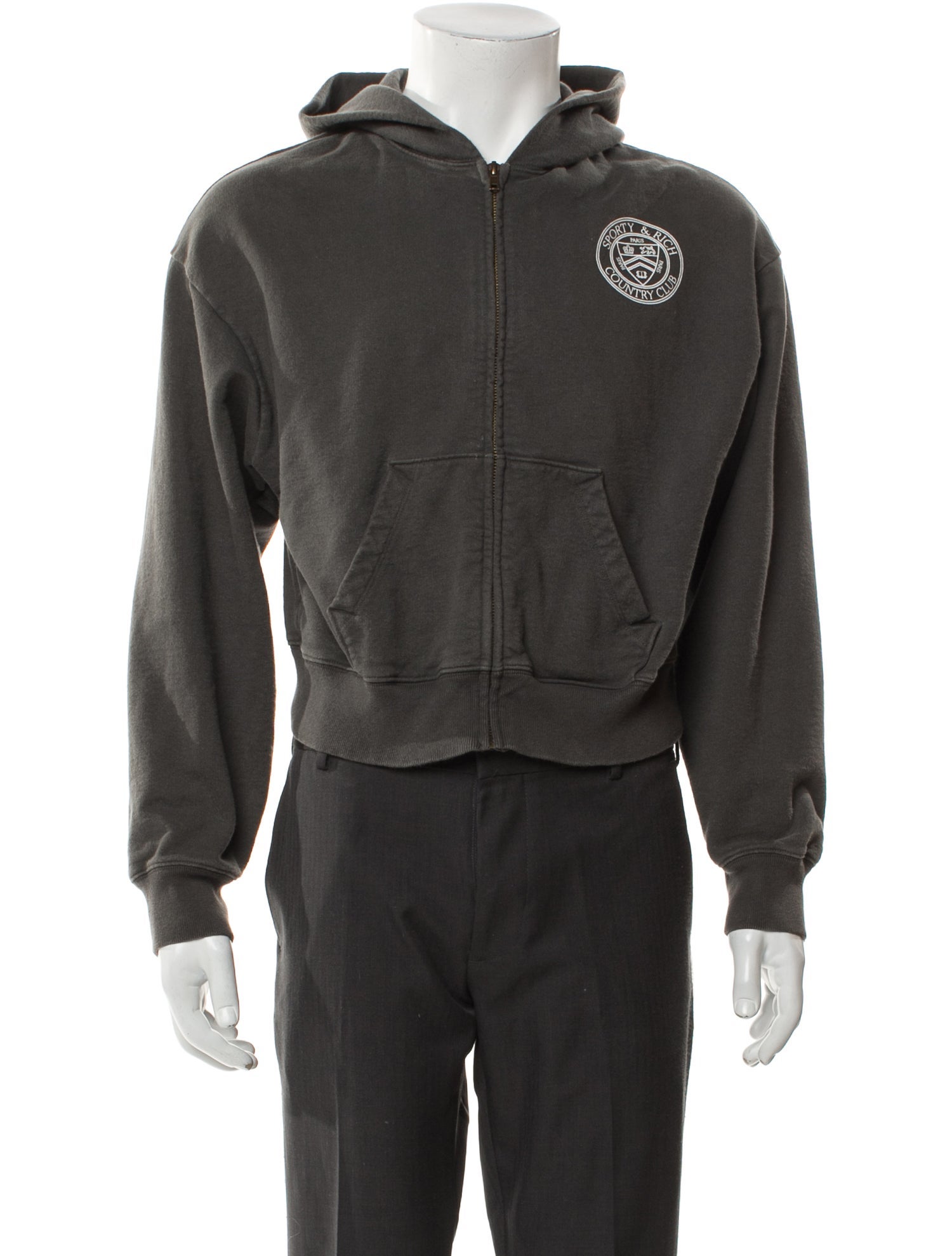 Sporty & Rich Graphic Print V-Neck Hoodie