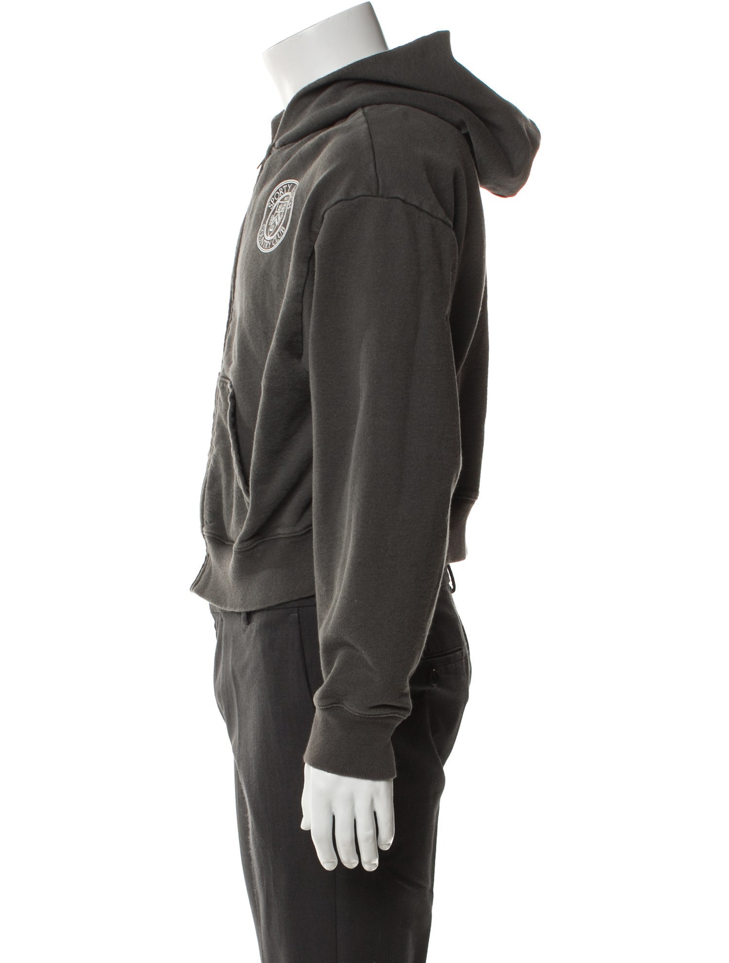 Sporty & Rich Graphic Print V-Neck Hoodie