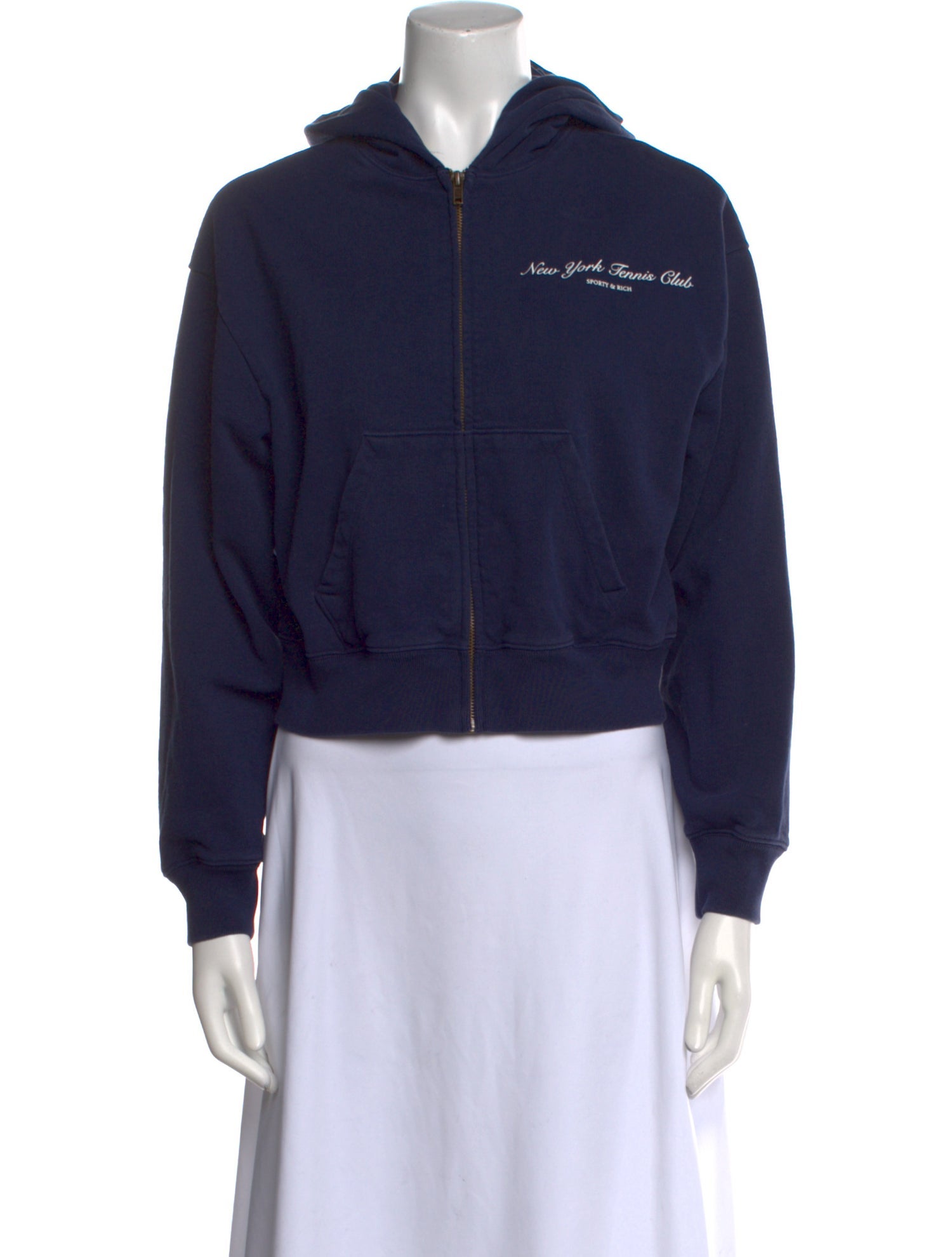 Sporty & Rich Elara Zip-Up Graphic Print Sweater