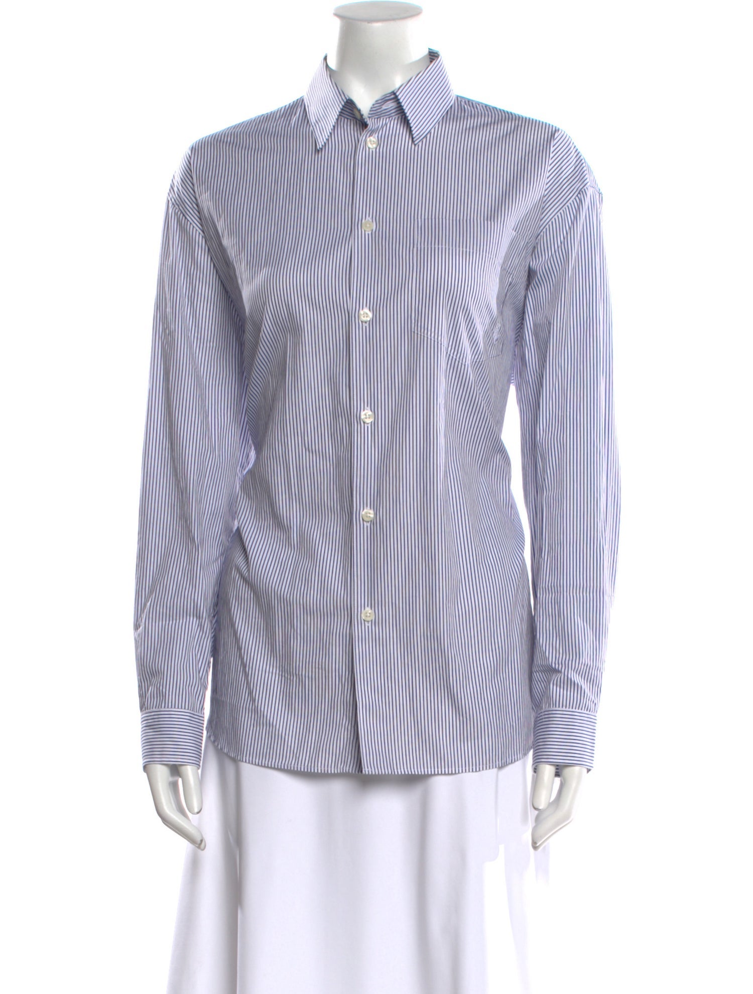 Sporty & Rich Striped Long Sleeve Button-Up Top