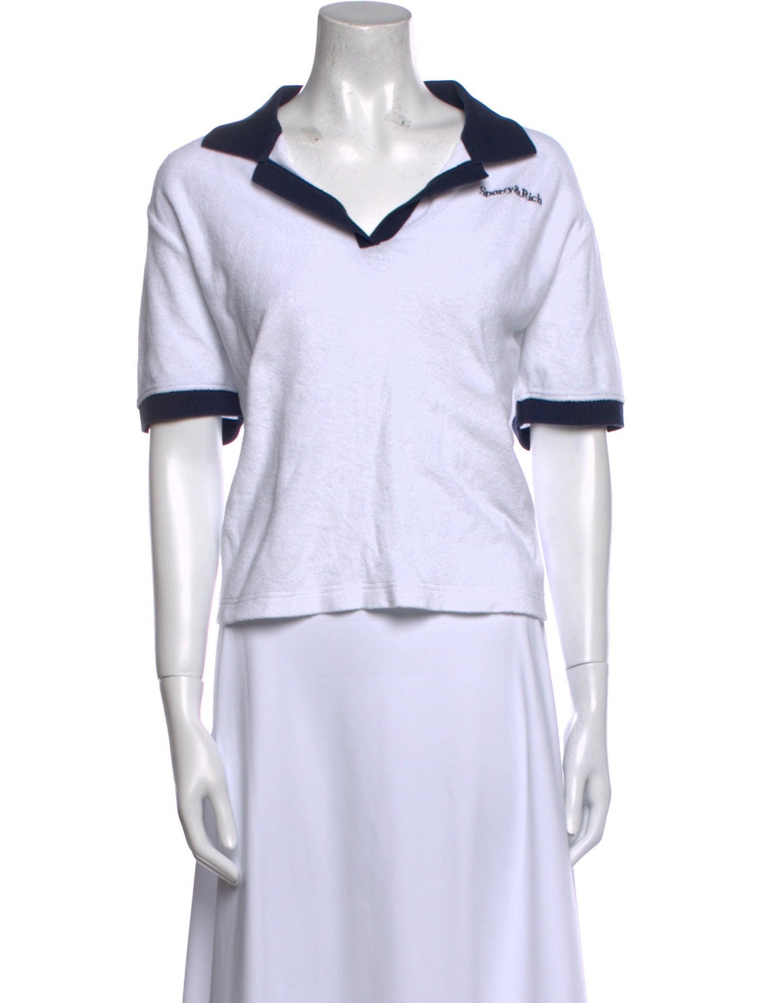 Sporty & Rich V-Neck Short Sleeve Polo