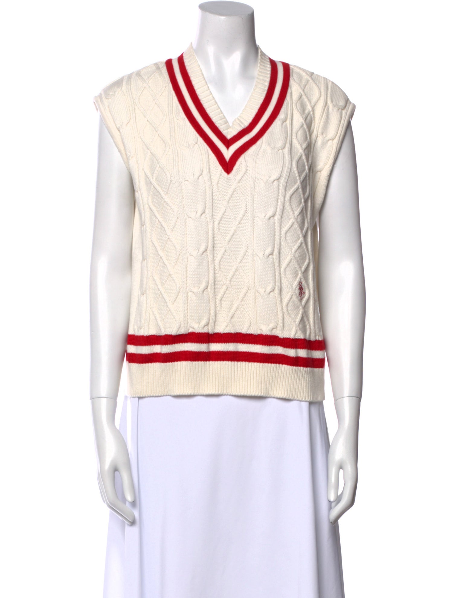 Sporty & Rich Colorblock Pattern V-Neck Sweater