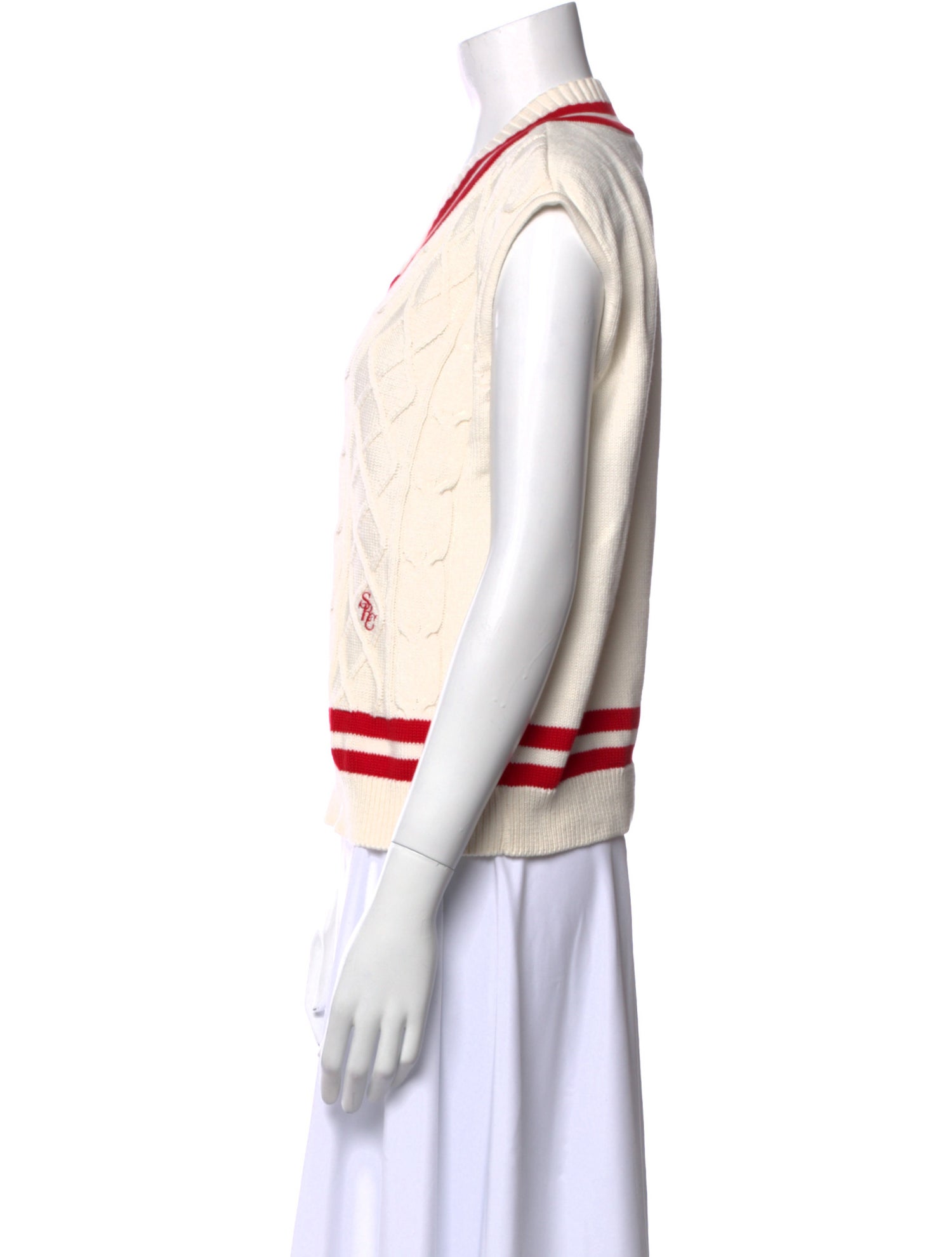 Sporty & Rich Colorblock Pattern V-Neck Sweater