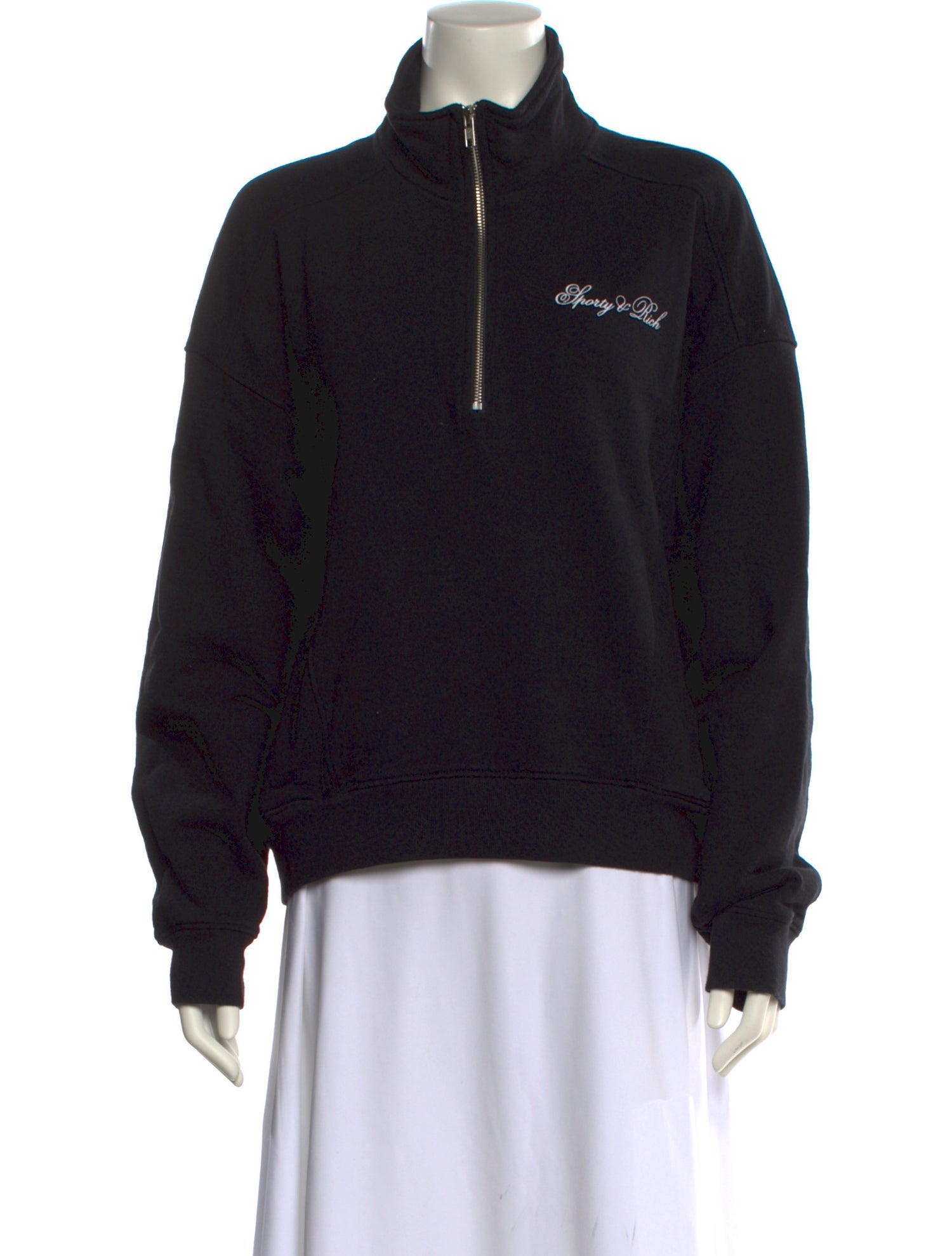 Sporty & Rich Graphic Print Mock Neck Sweatshirt