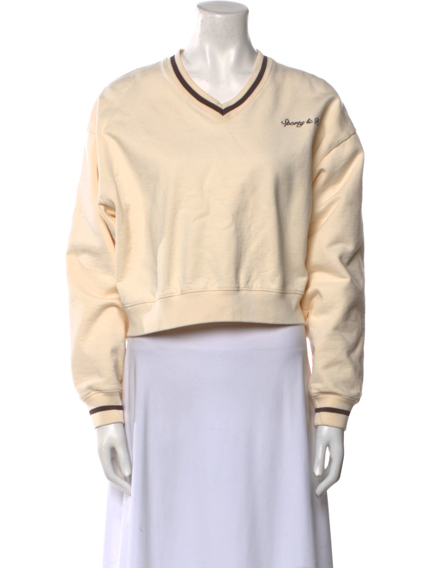 Sporty & Rich V-Neck Long Sleeve Sweatshirt