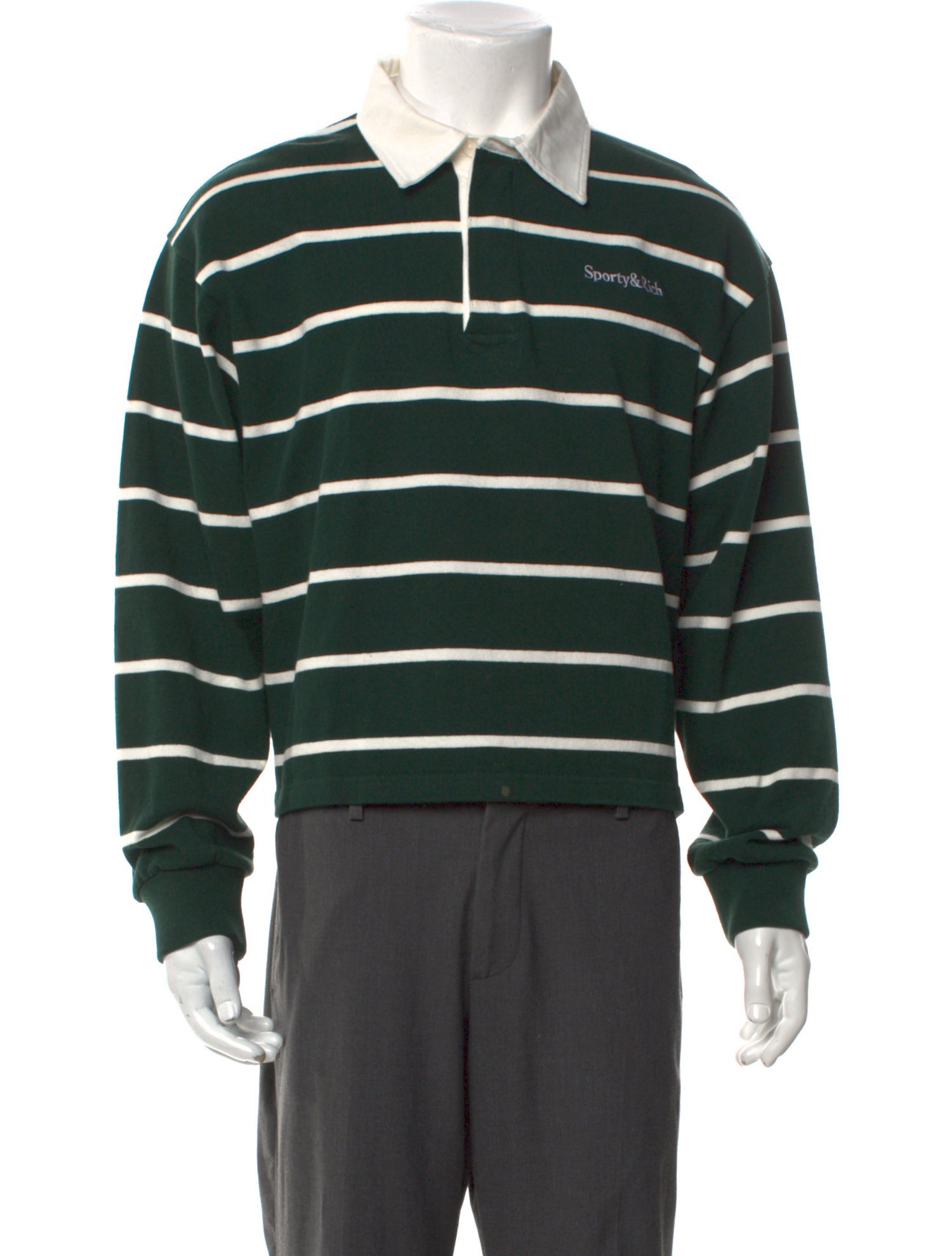 Sporty & Rich Striped V-Neck Polo Shirt