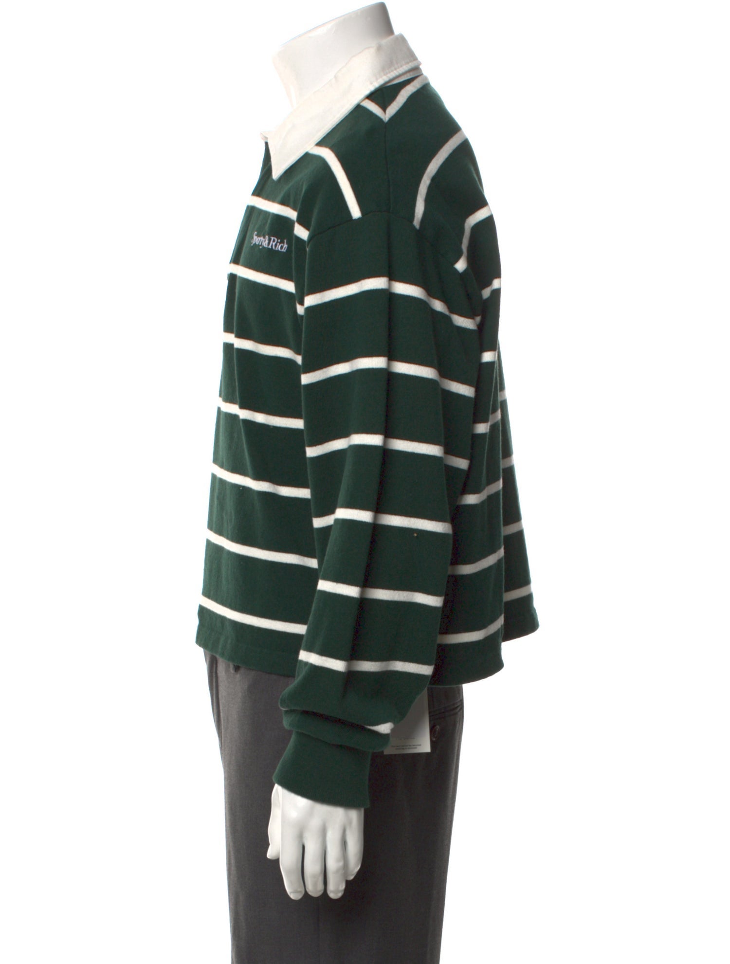 Sporty & Rich Striped V-Neck Polo Shirt