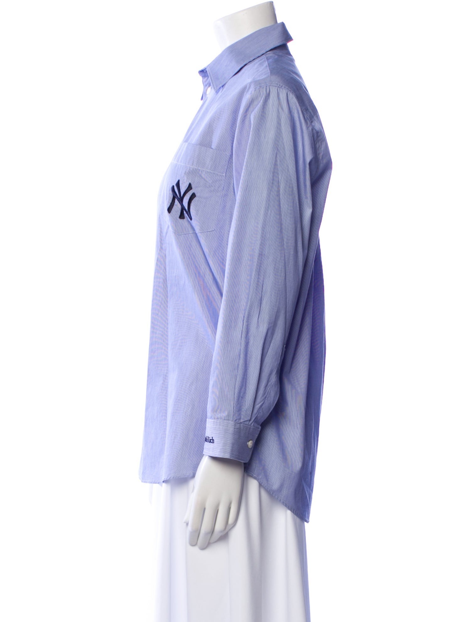 Sporty & Rich Striped Long Sleeve Button-Up Top