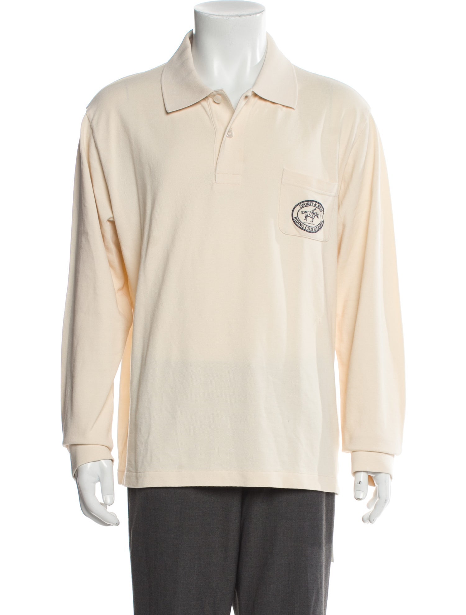 Sporty & Rich Graphic Print Collar Polo Shirt